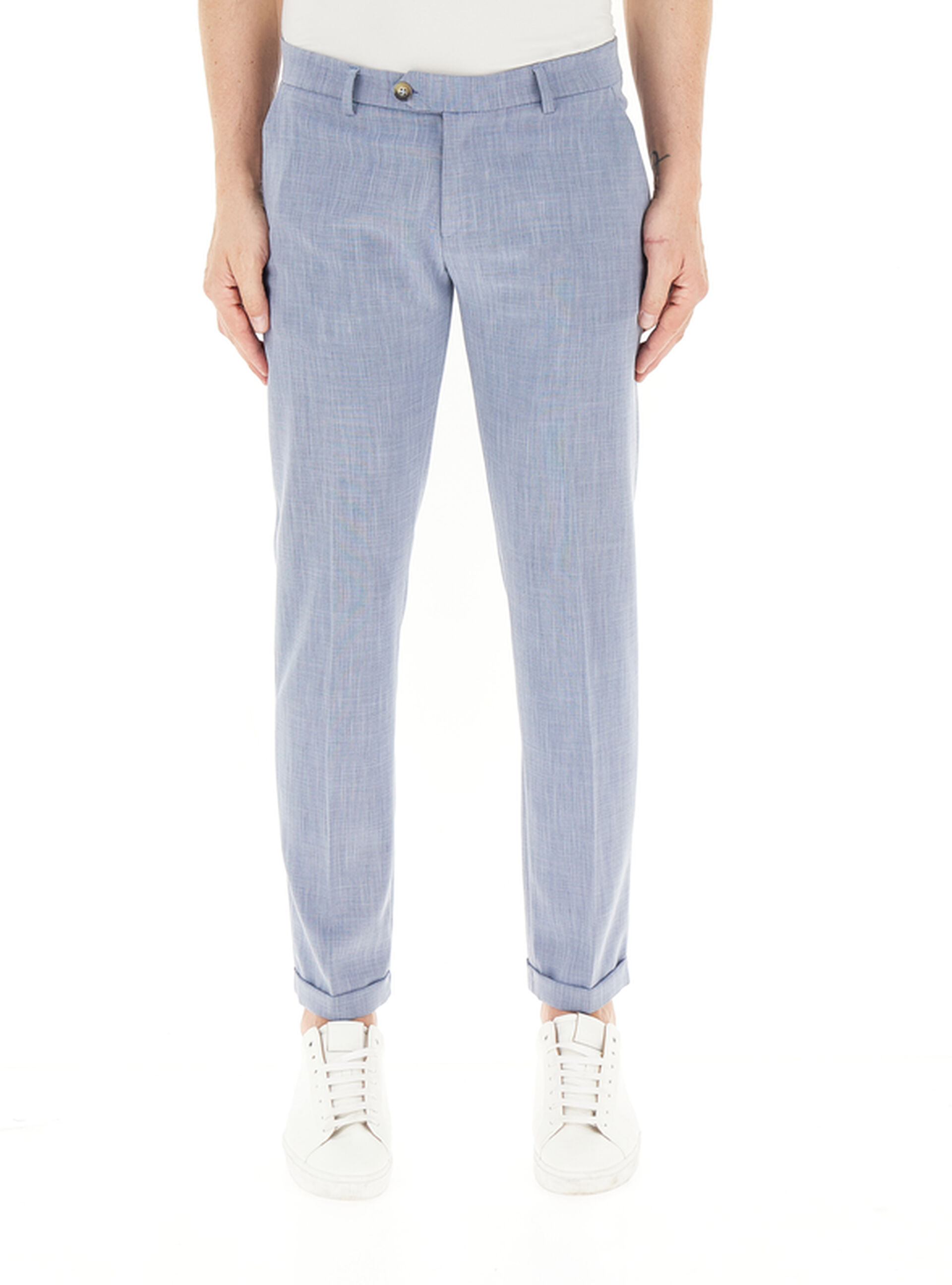 Pantalone misto viscosa AZZURRO POLVERE