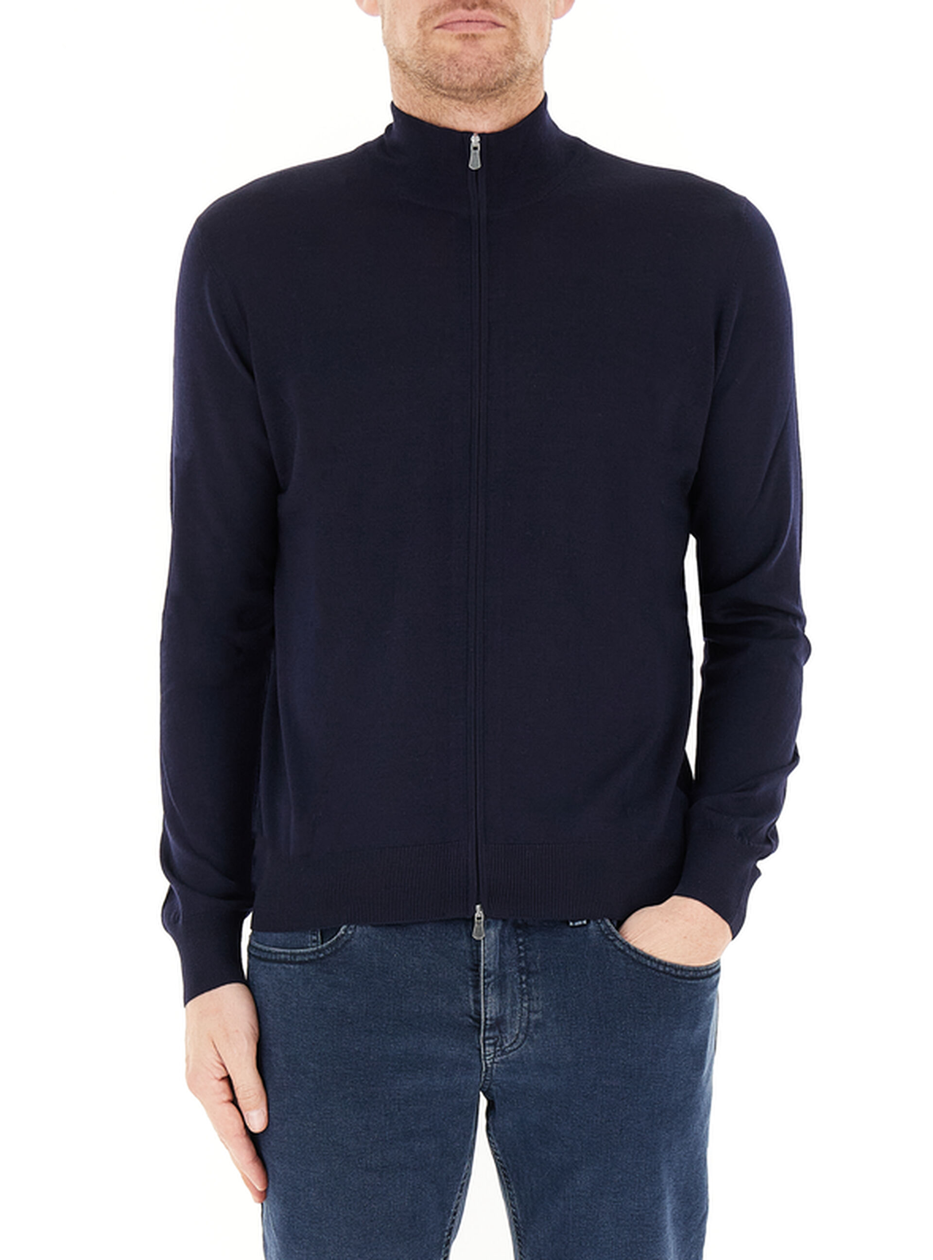 Cardigan con zip BLU NOTTE