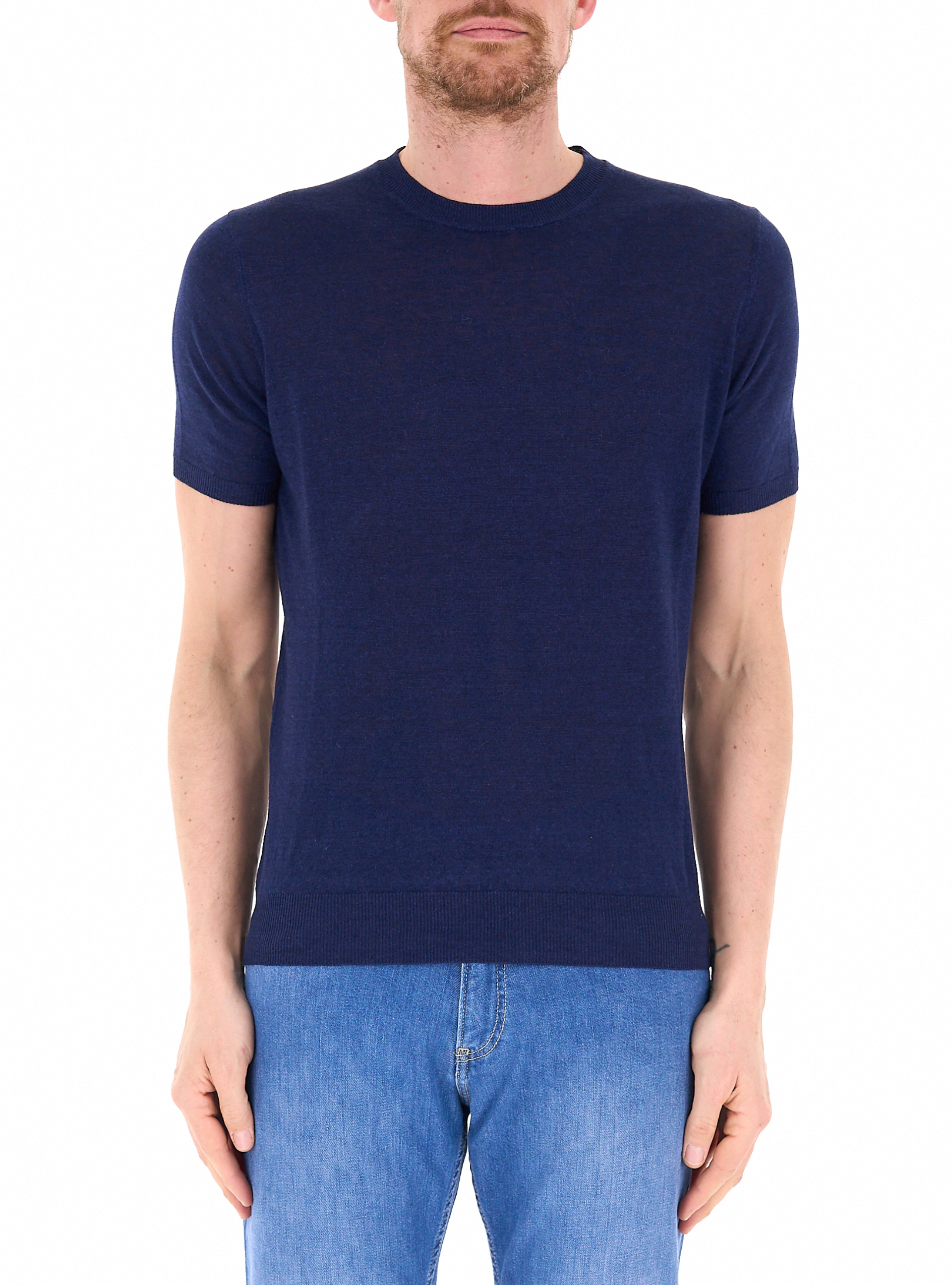 PREMODE T-shirt in lino BLU NAVY