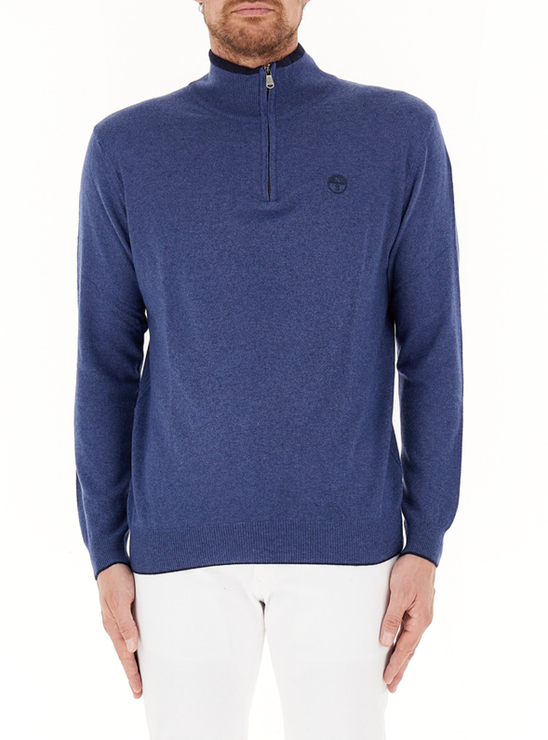 Maglione mezza zip BLU XXXL