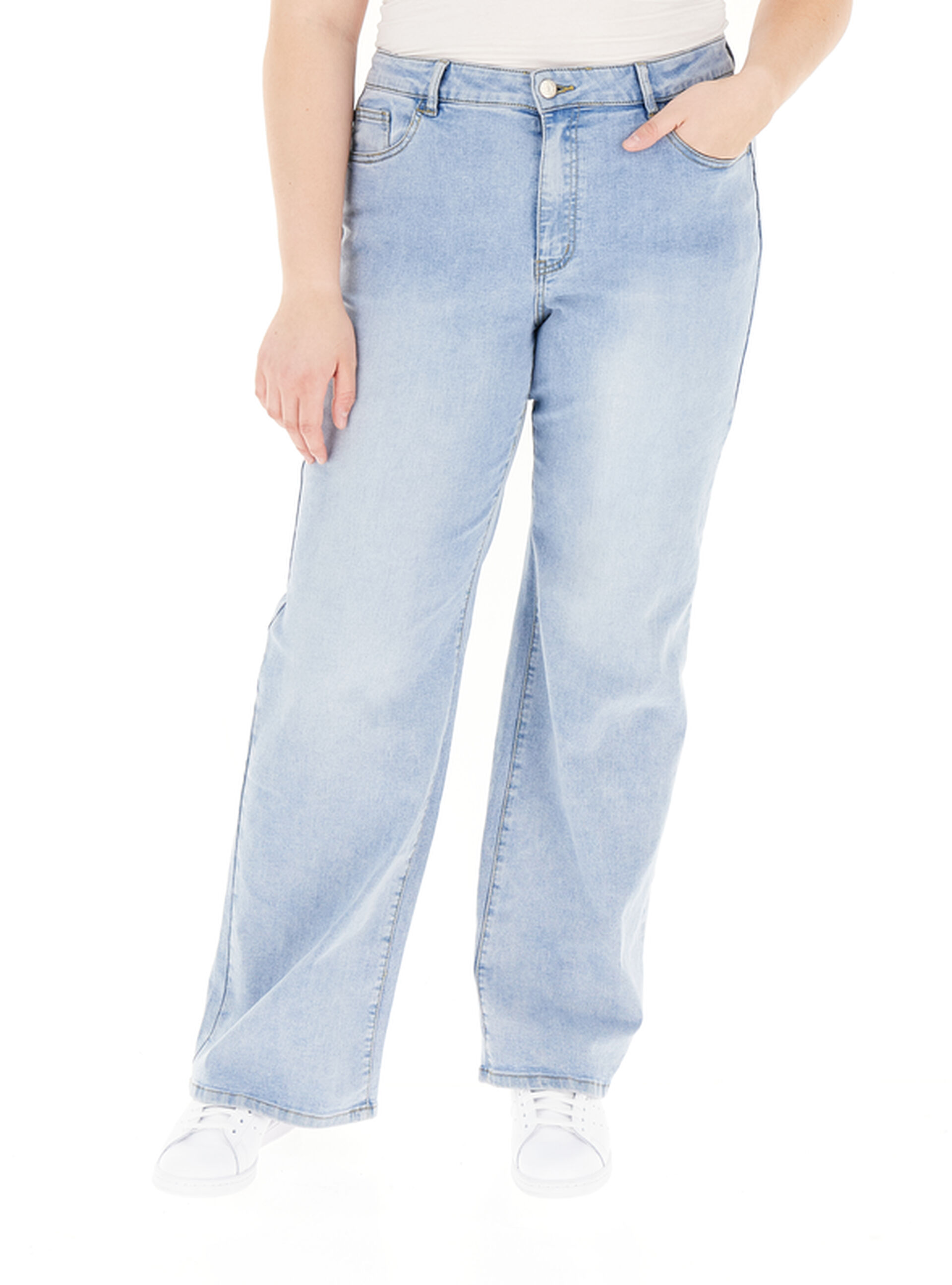 Jeans wide leg BLU CHIARO