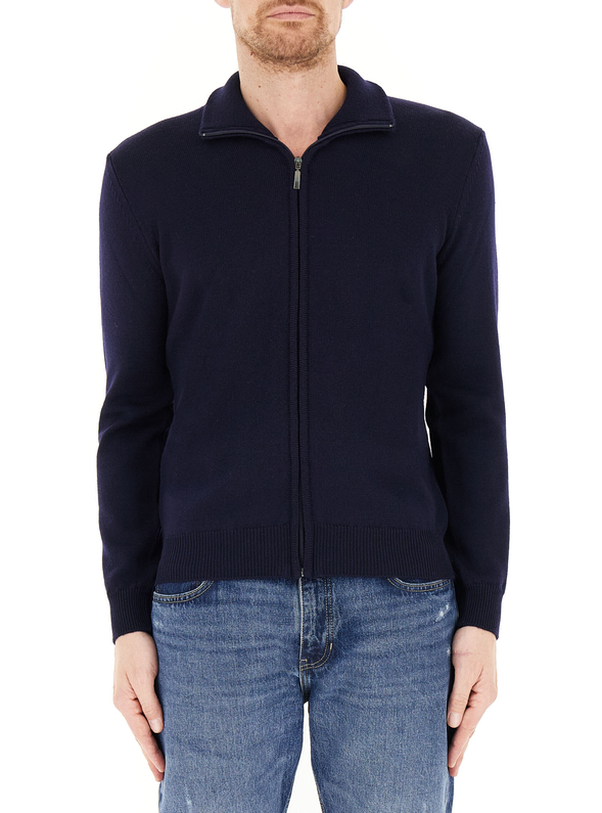 PREMODE Cardigan con zip BLU NAVY