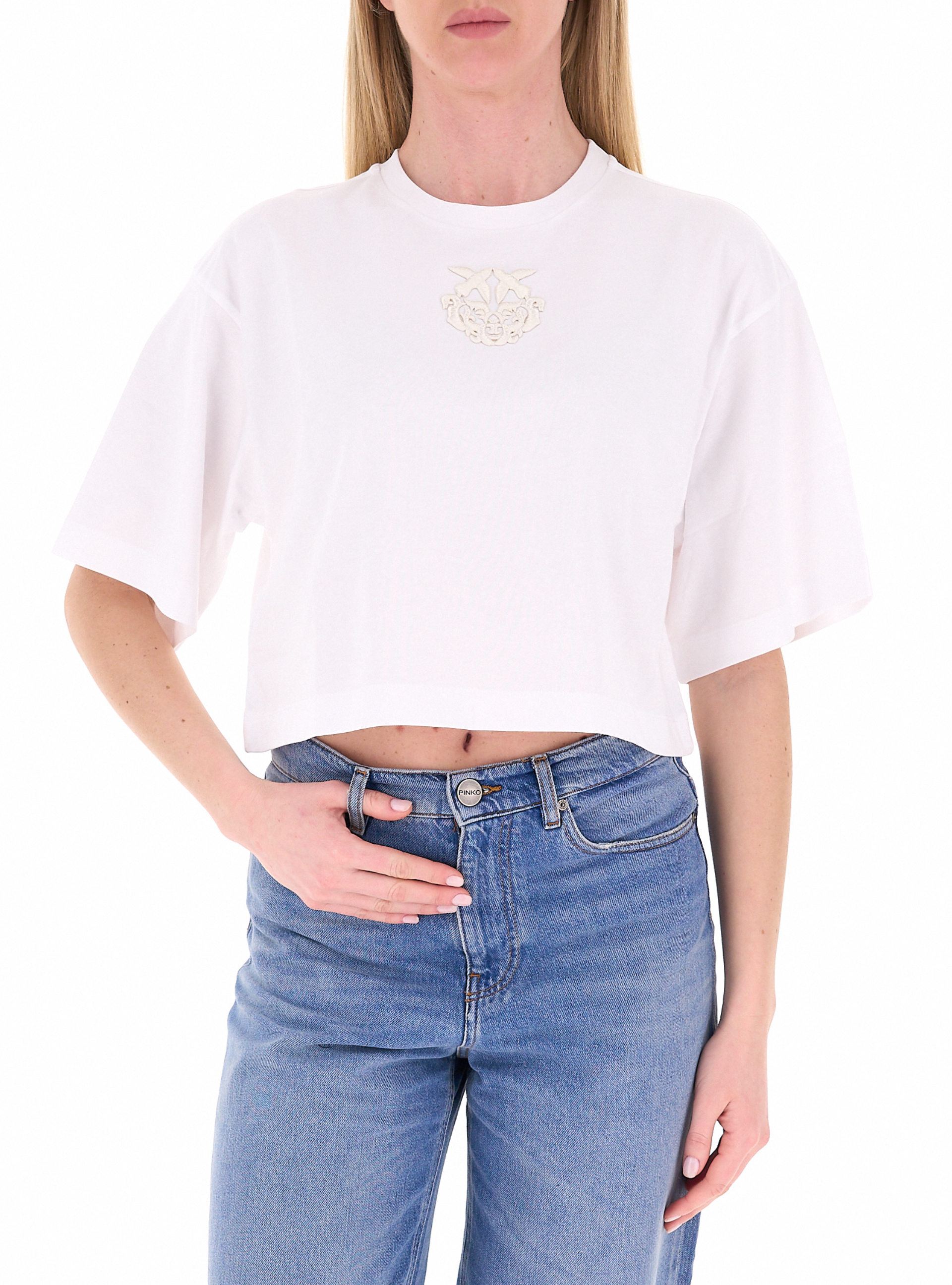 Maglia girocollo cropped BIANCO
