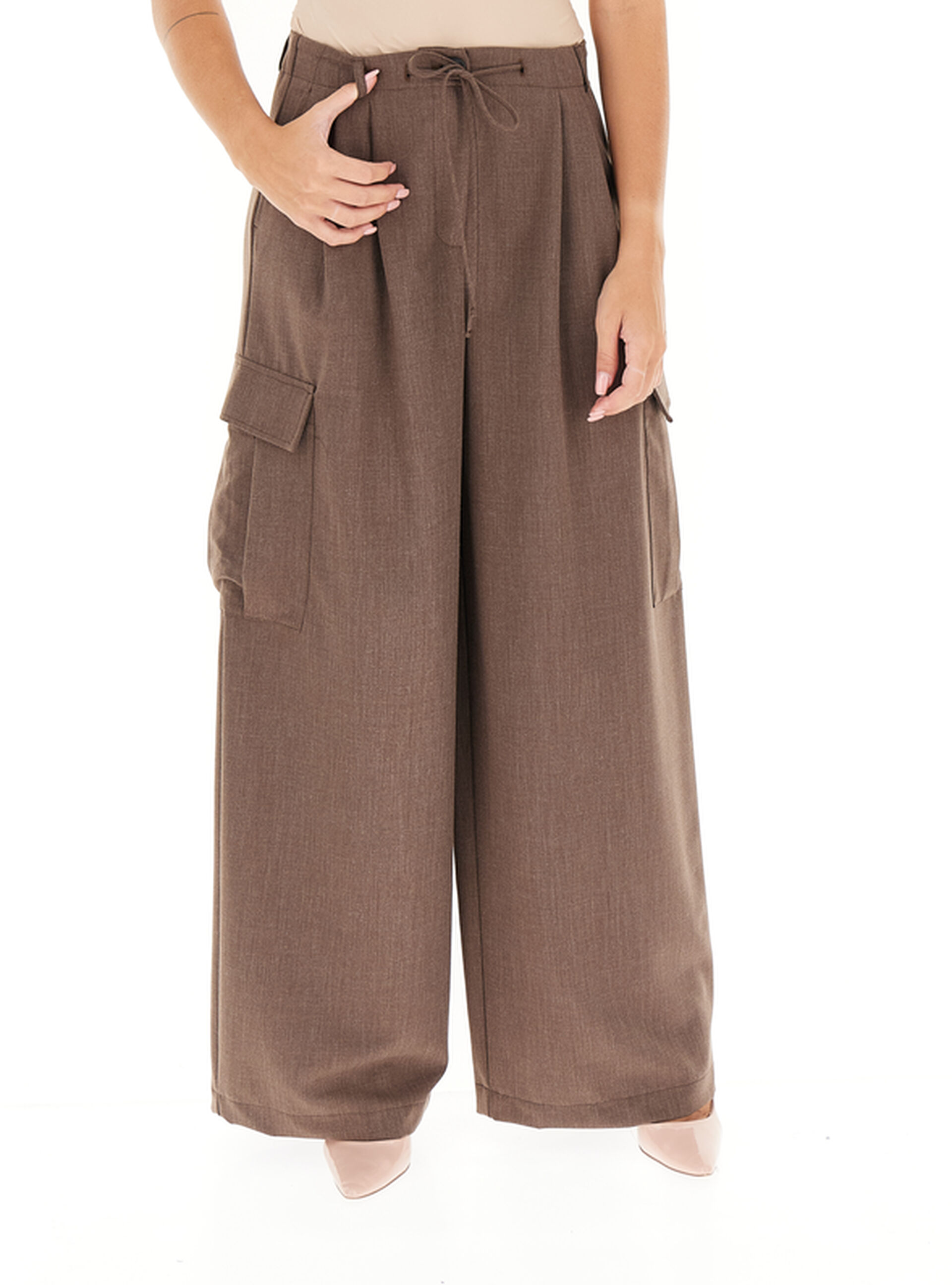 Pantalone wide leg MARRONE S