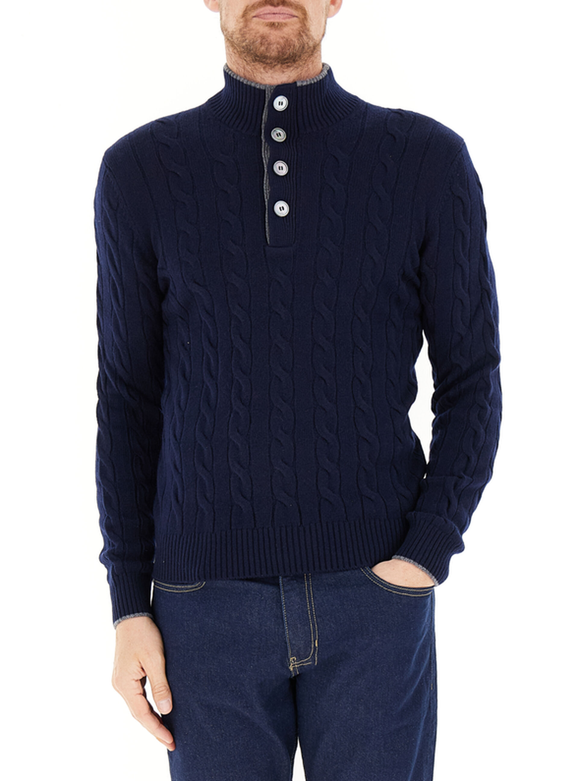 Lupetto con bottoni BLU NOTTE