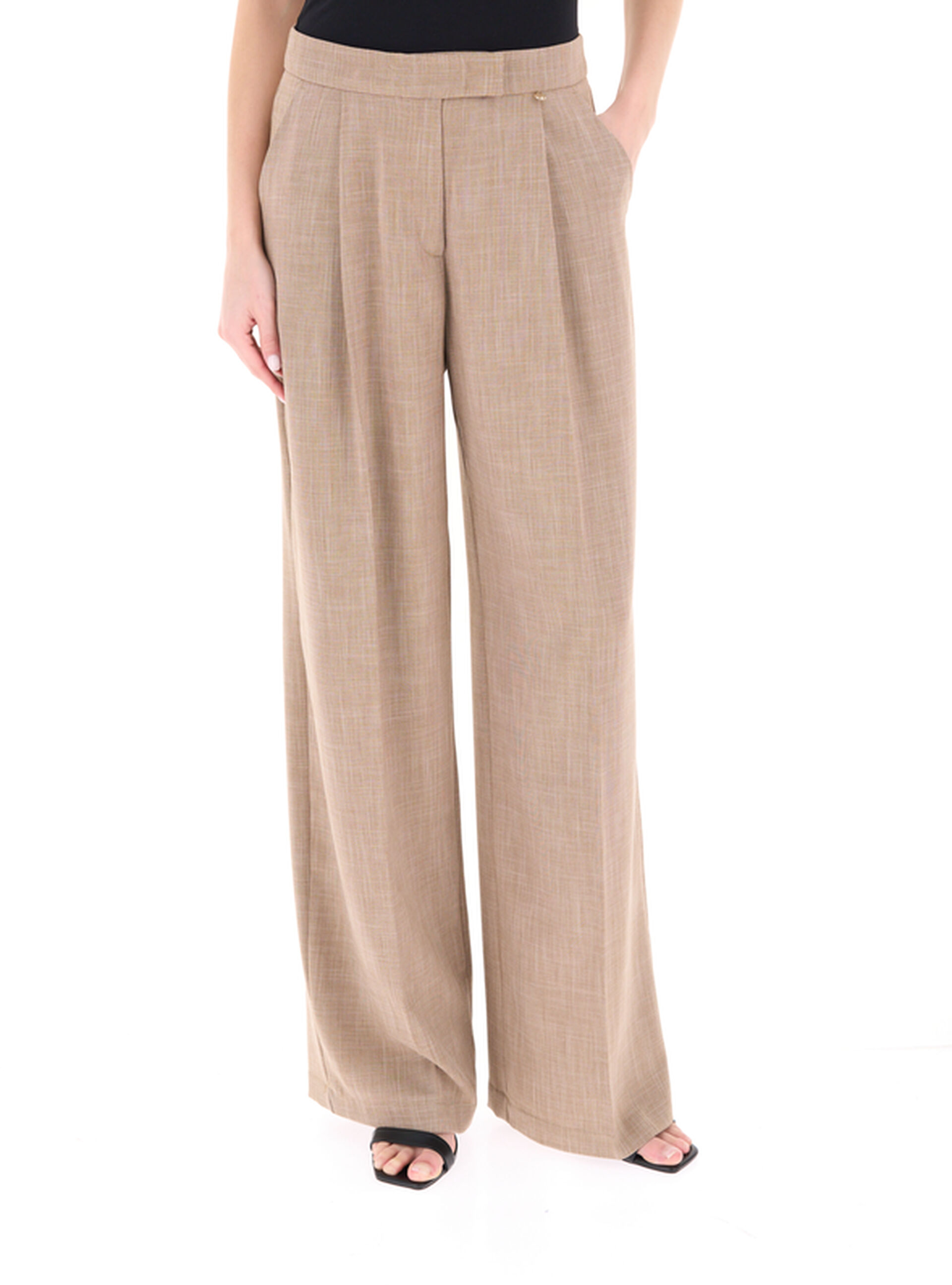 Pantalone misto viscosa LIU JEANS MARRONE CHIARO 44