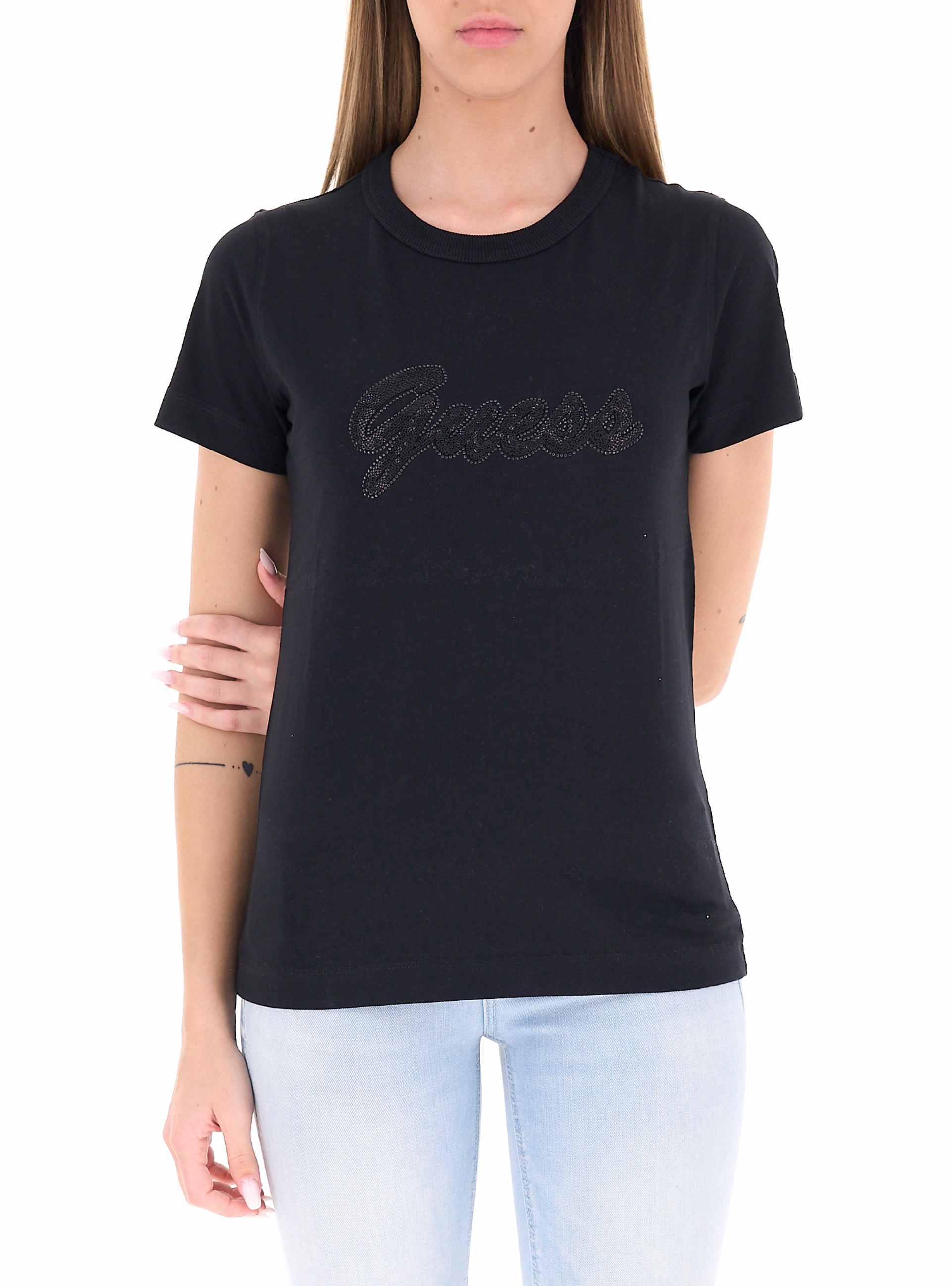 Guess T-shirt girocollo NERO