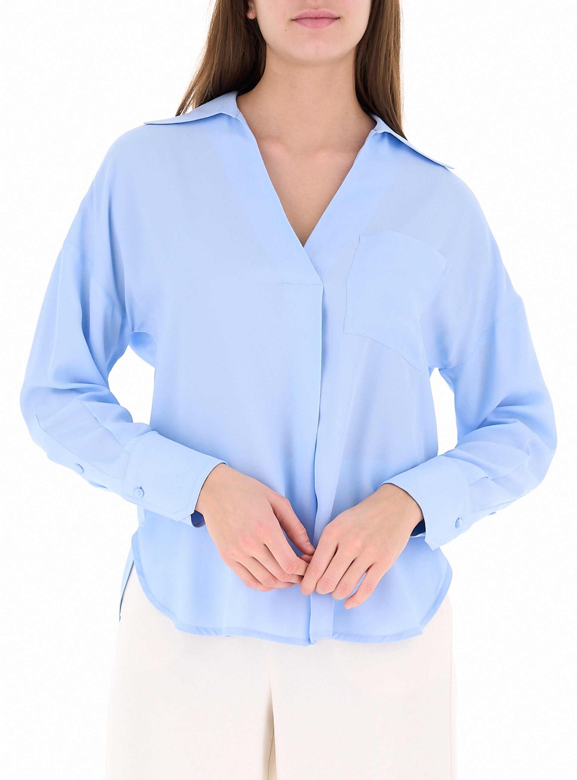 Camicia scollo a V AZZURRO CHIARO