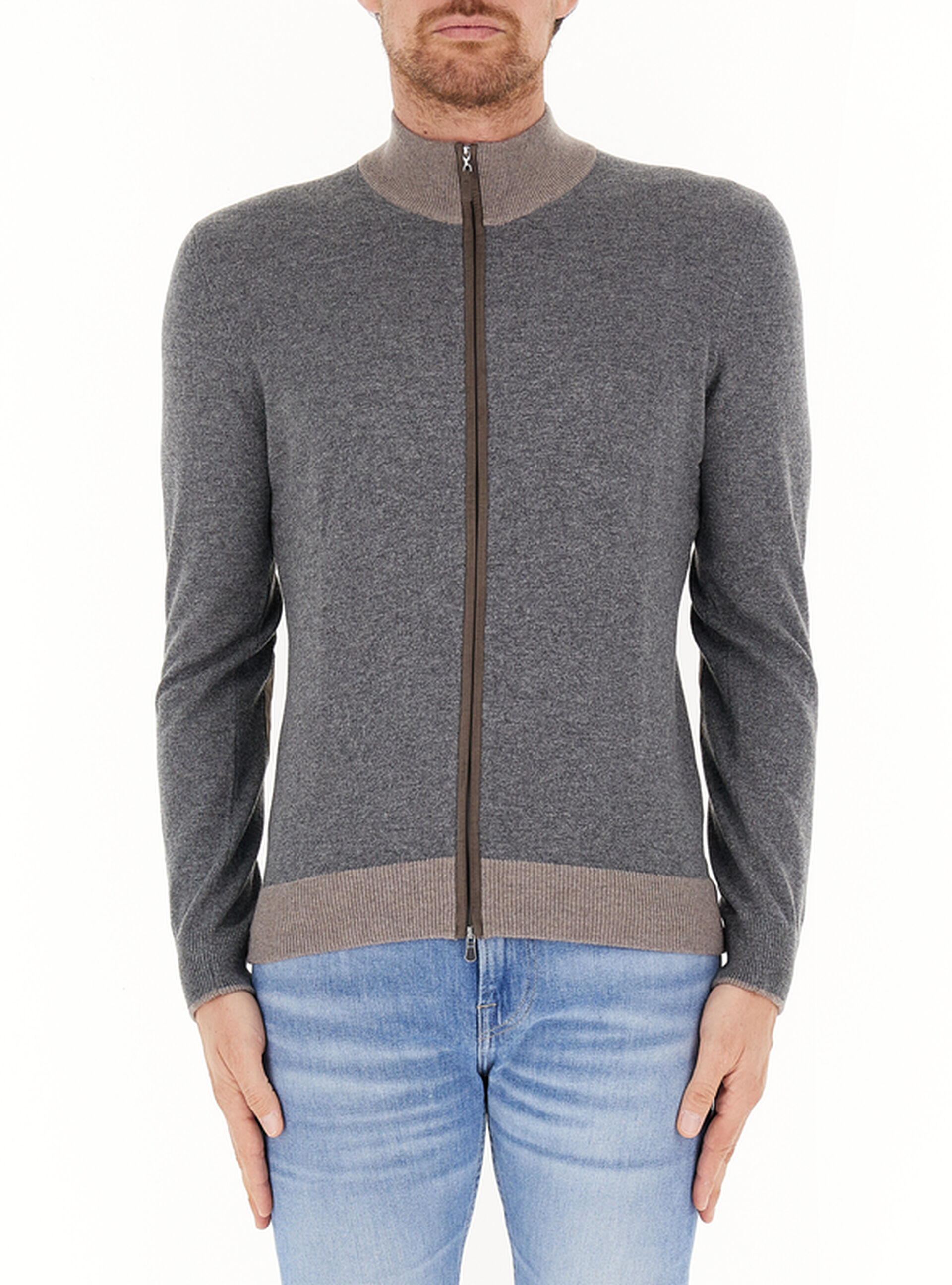 GRAN SASSO Cardigan con zip GRIGIO