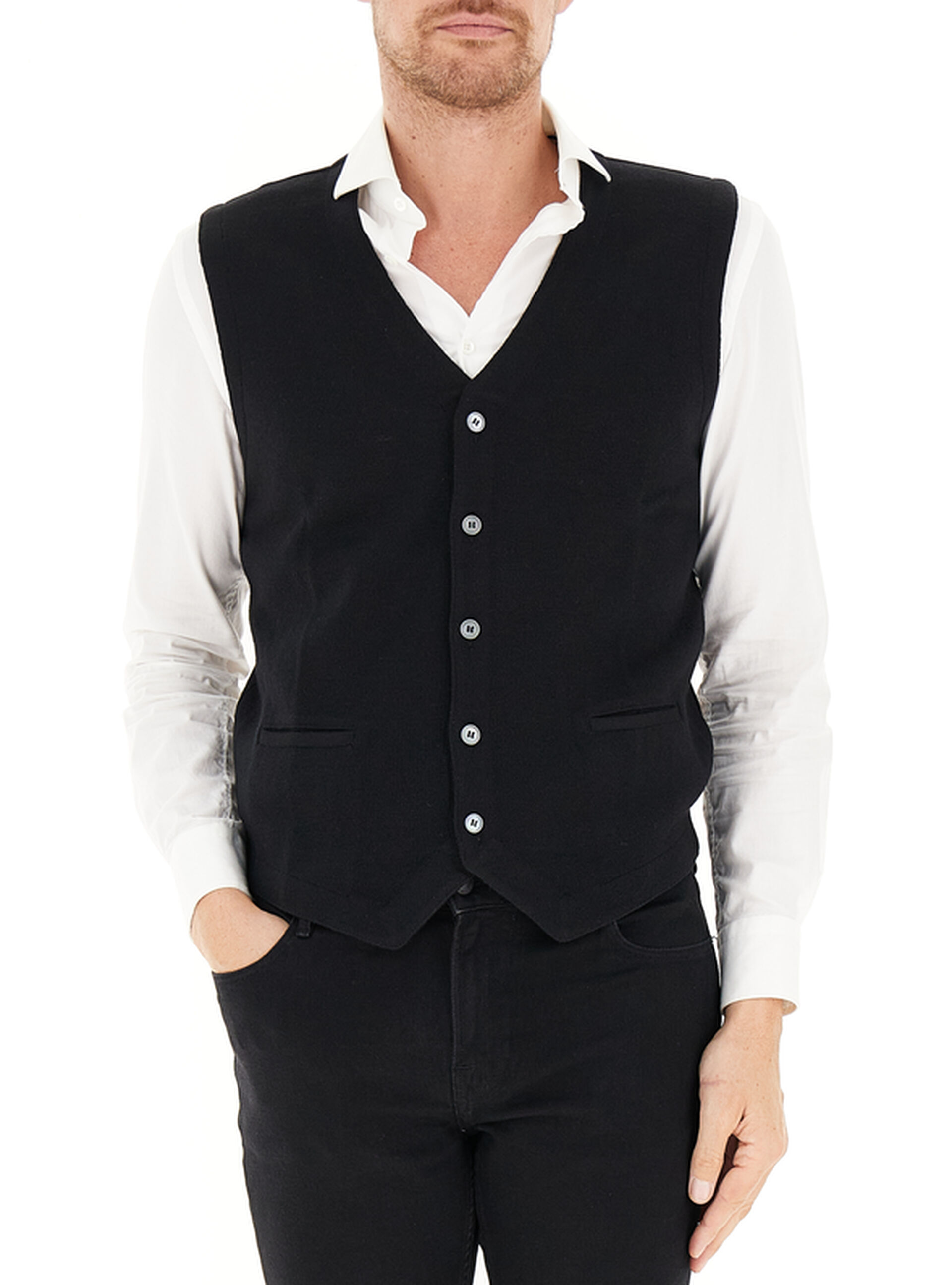 GRAN SASSO Gilet in lana NERO