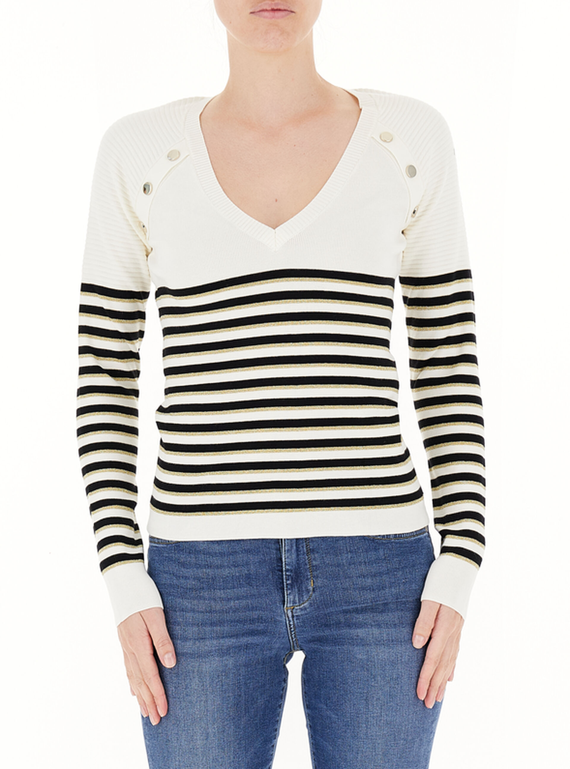 Maglia scollo V LIU JEANS BIANCO