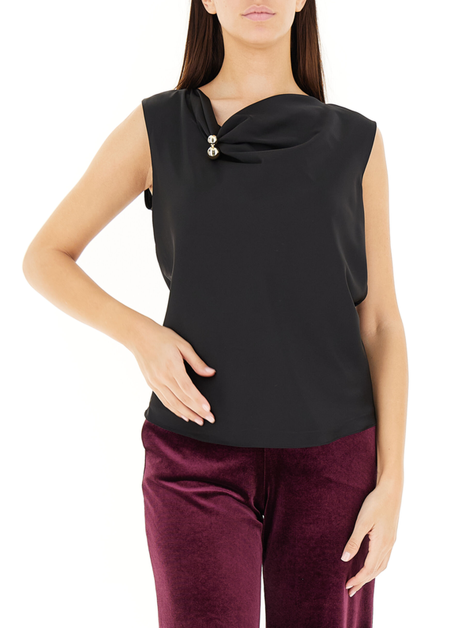 Blusa smanicata NERO L