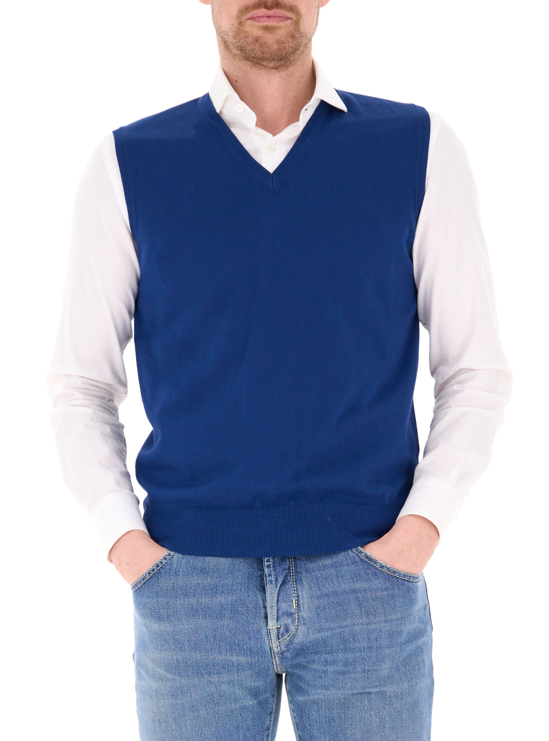 GRAN SASSO Gilet scollo V BLU