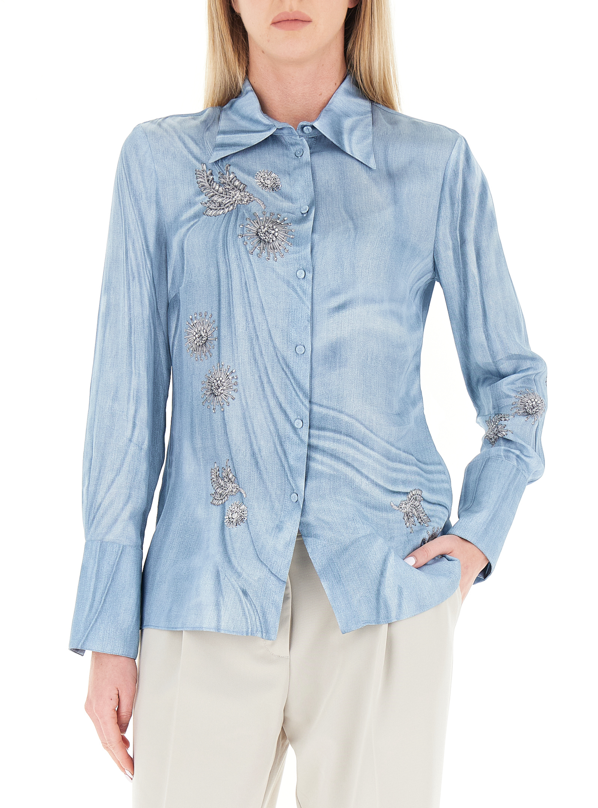 Pinko Camicia viscosa CELESTE 46