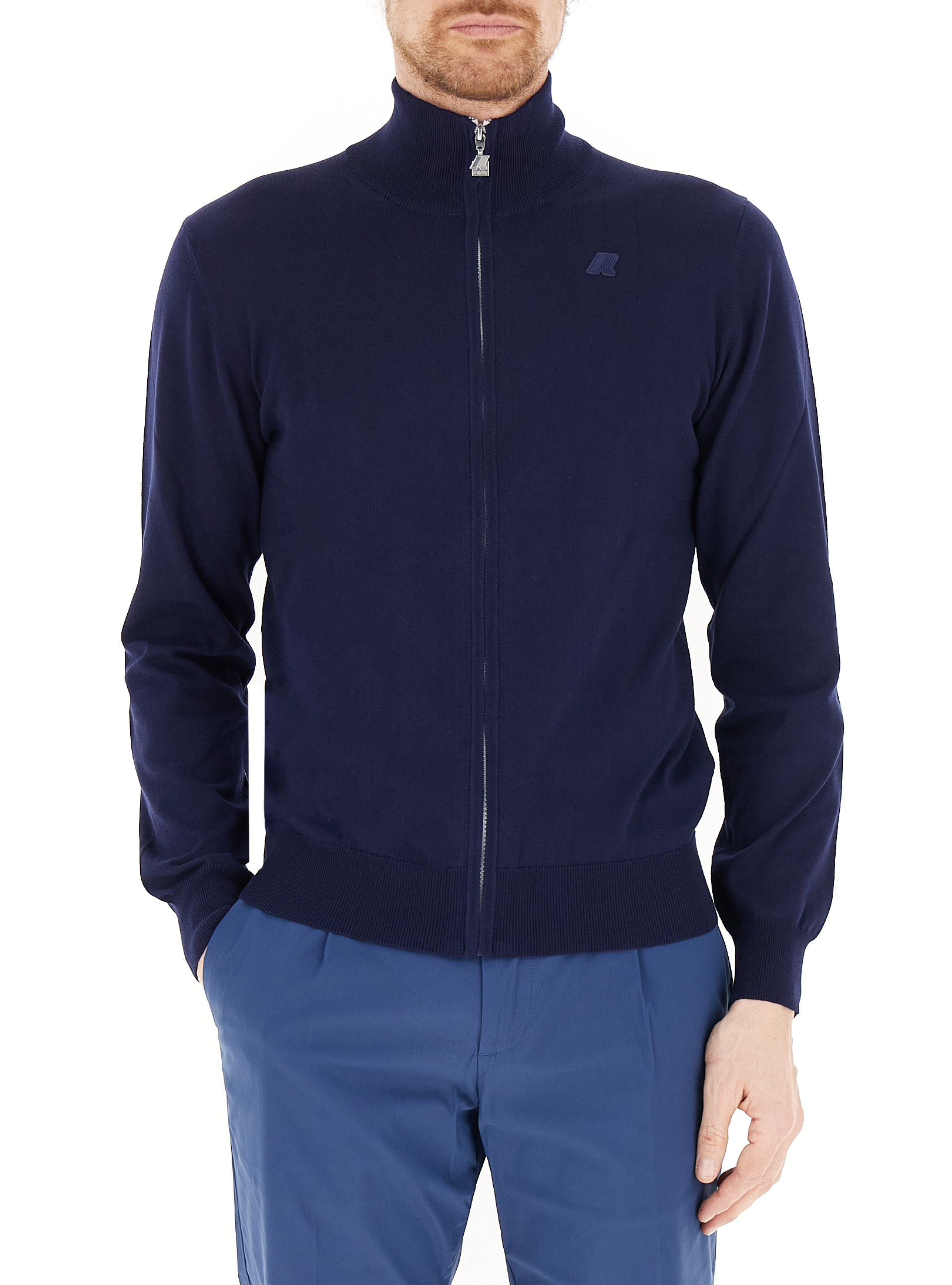 K-way Felpa con zip BLU NOTTE M