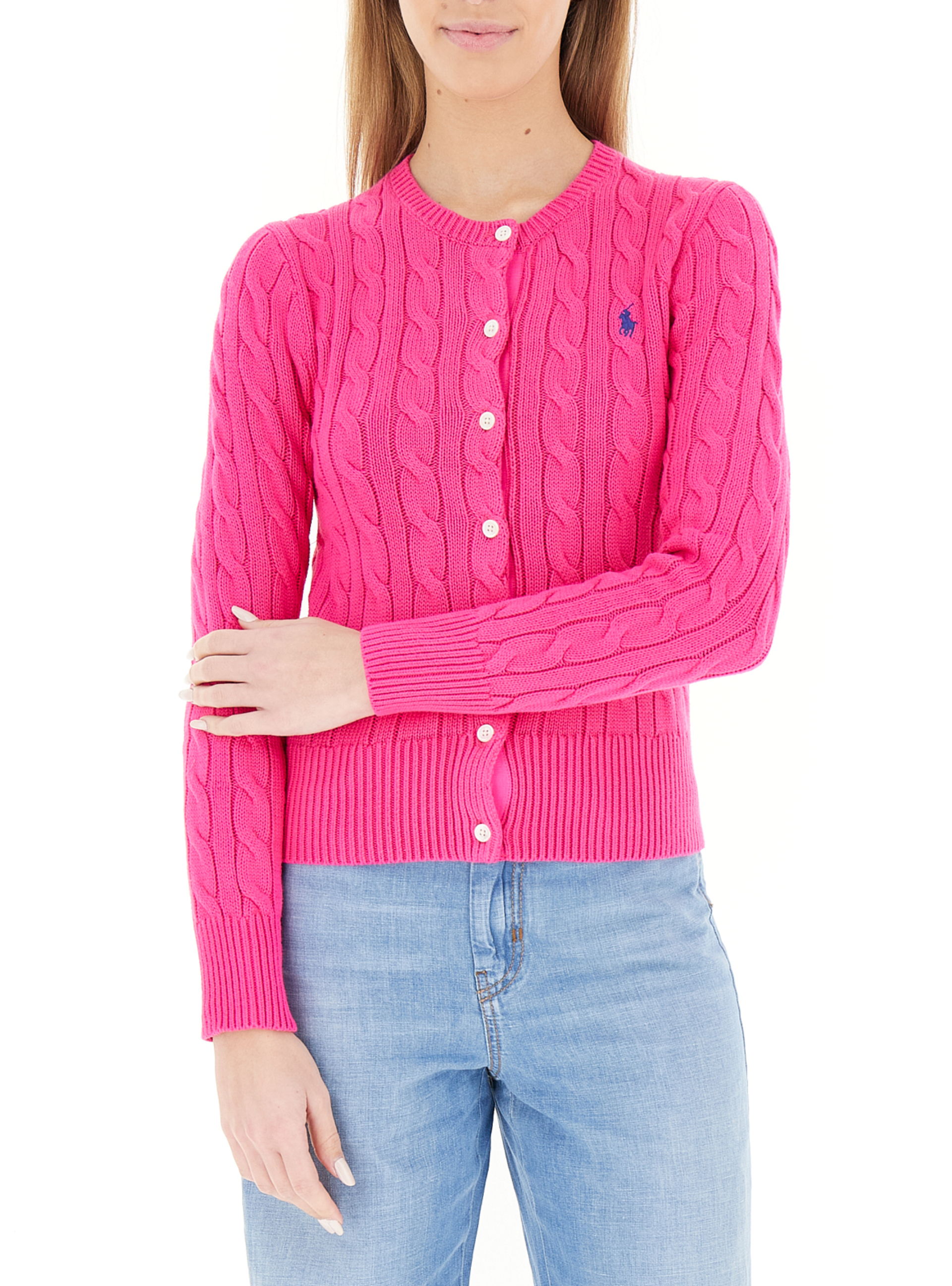 Cardigan a trecce POLO FUCSIA