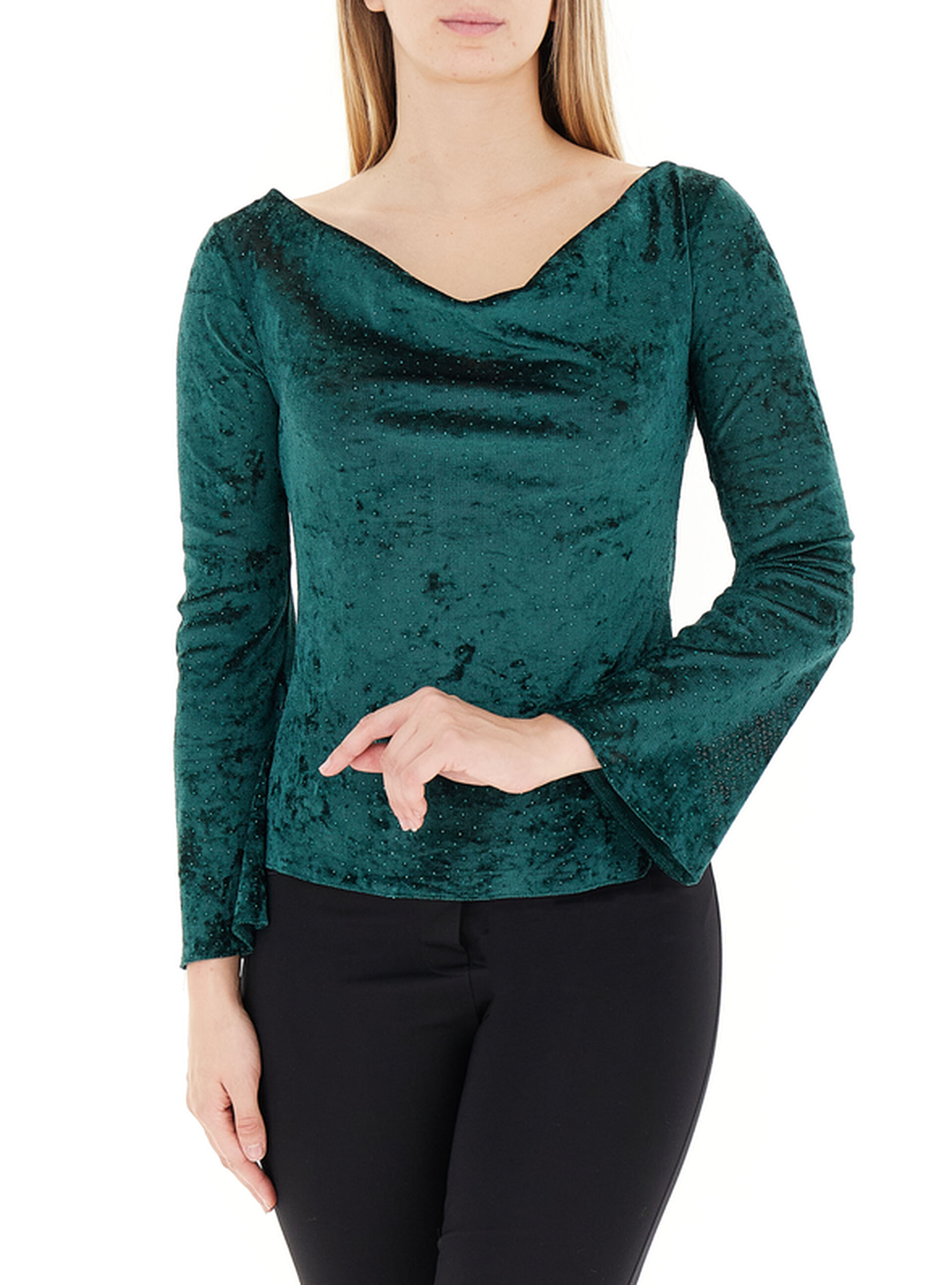 Maglia in velluto PETROLIO L