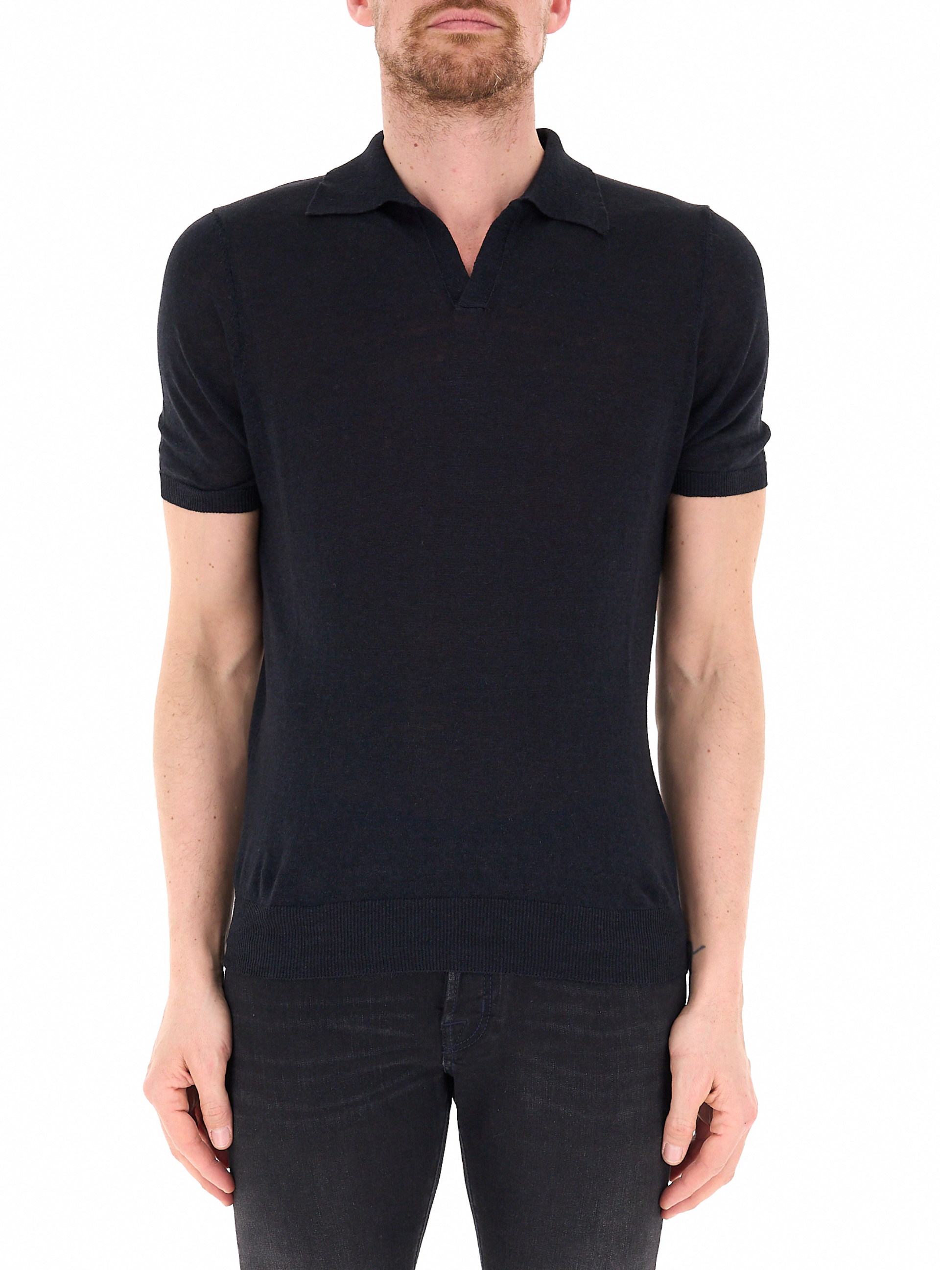 PREMODE Polo misto lino NERO