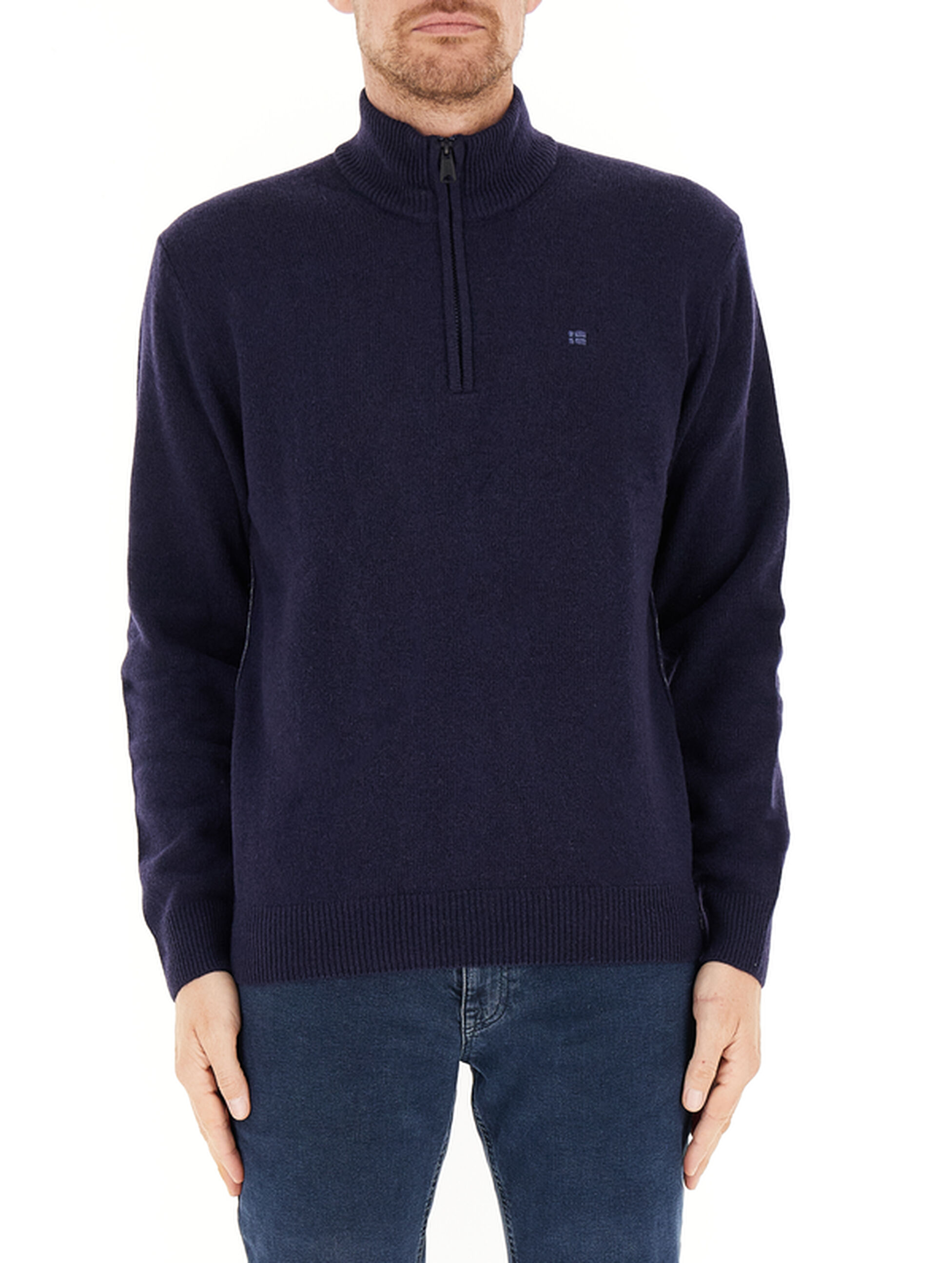Maglione mezza zip BLU NOTTE