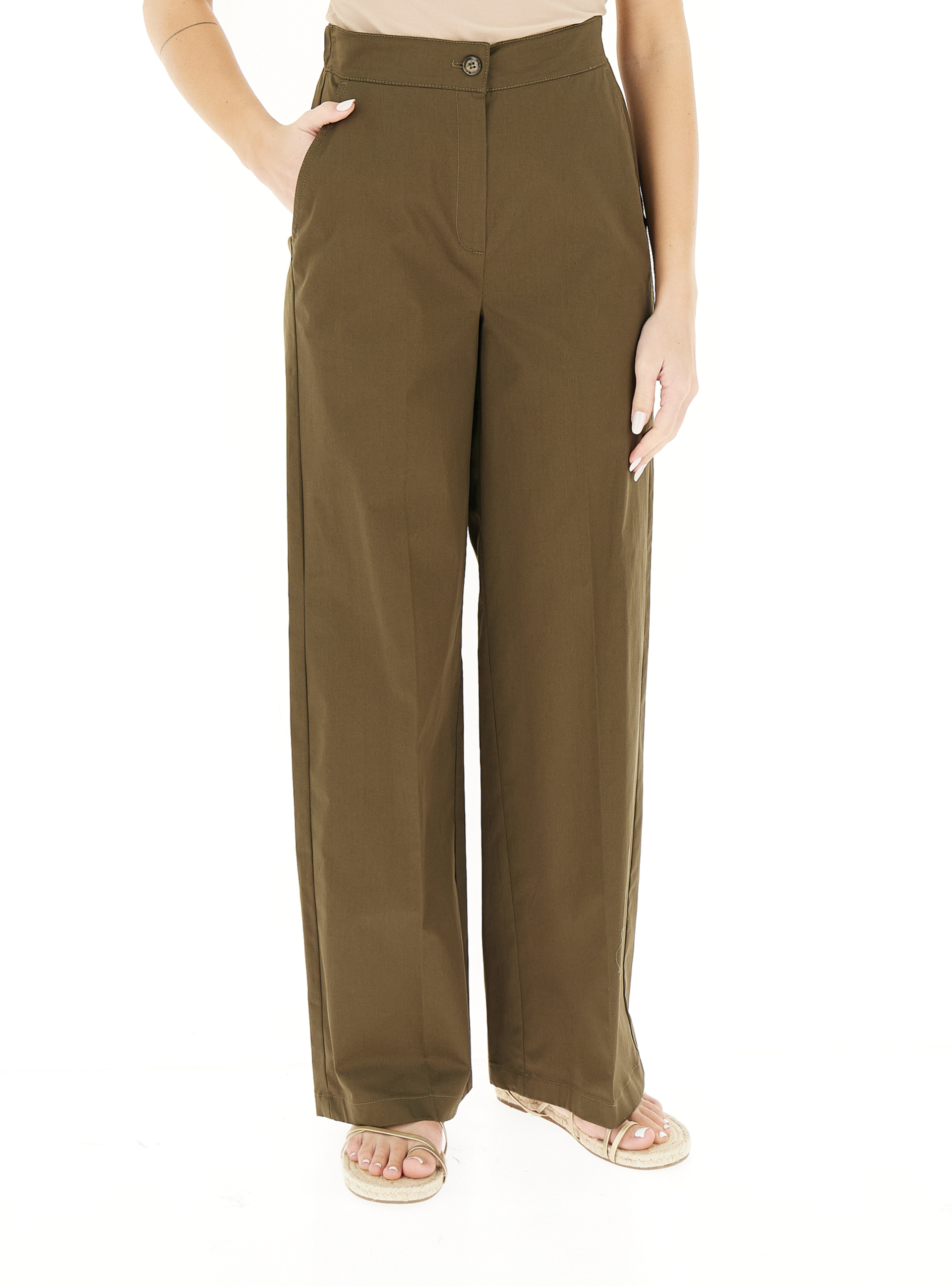 Pantalone in cotone VERDE MILITARE 38