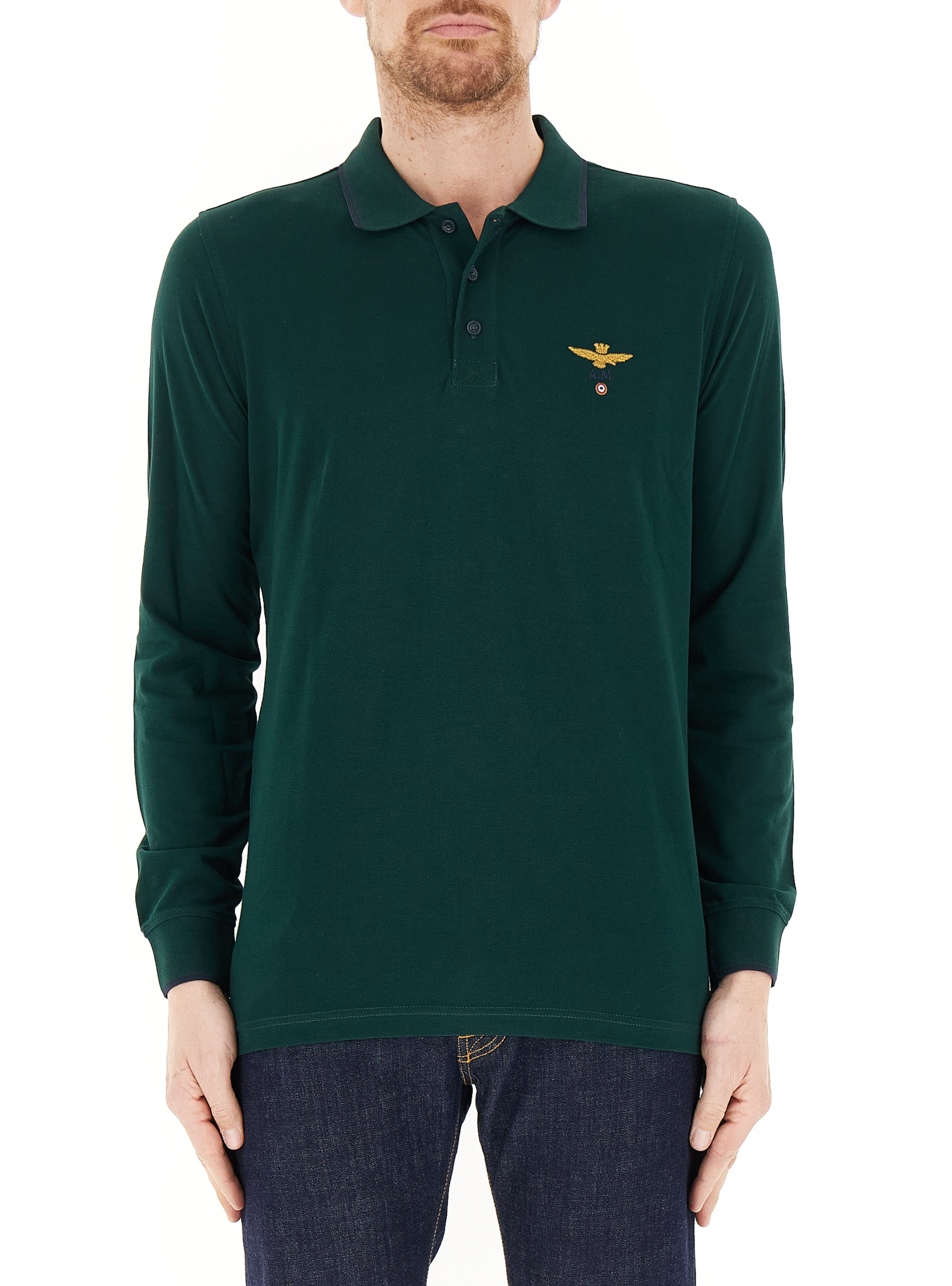 Polo maniche lunghe VERDE SCURO L