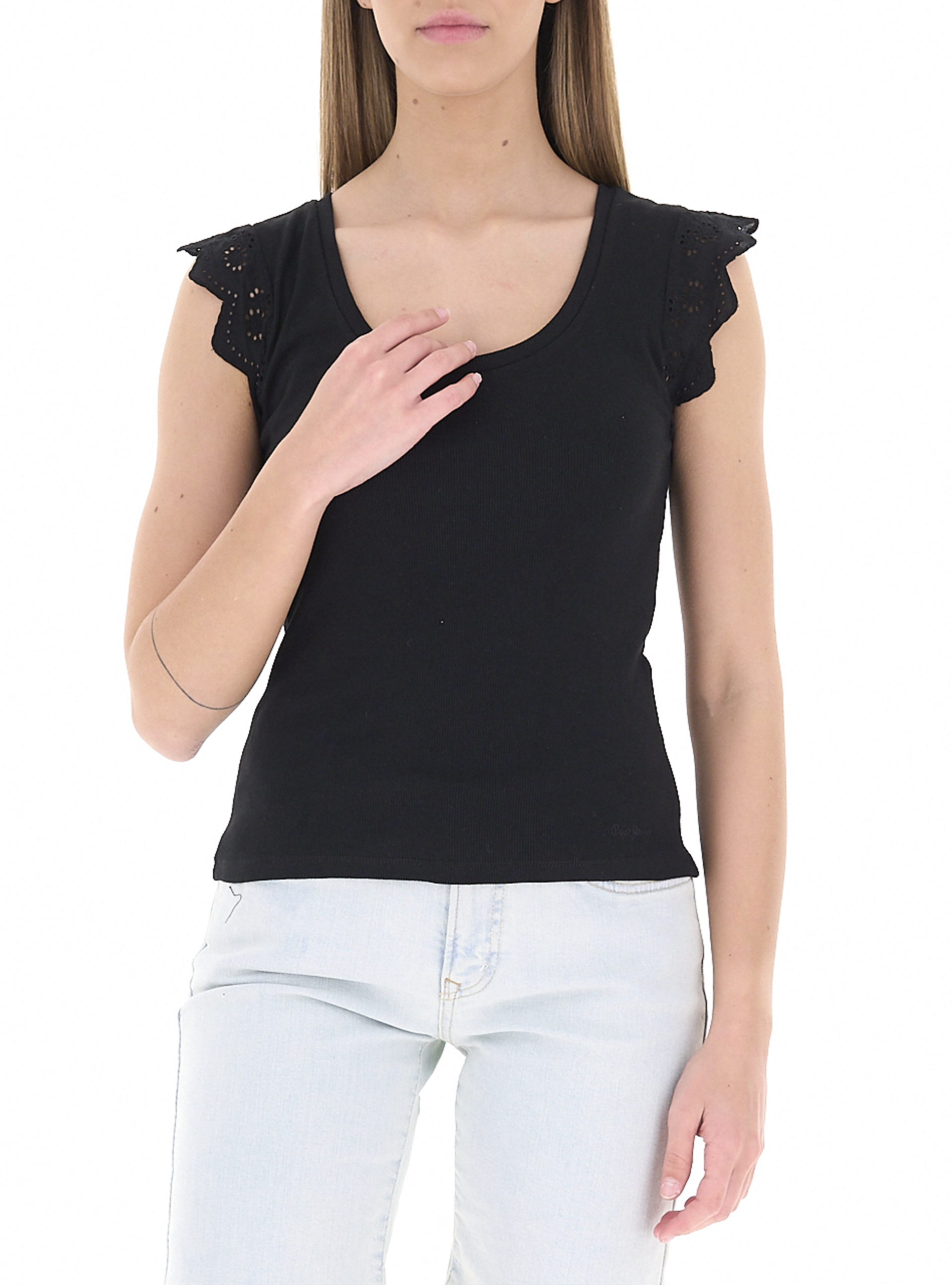 T-shirt con inserti NERO