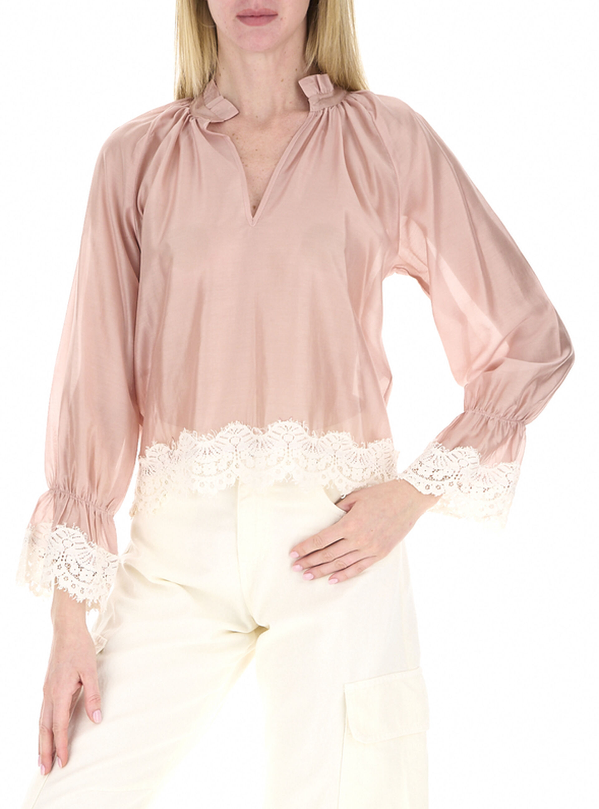 Blusa con pizzo ROSA ANTICO M