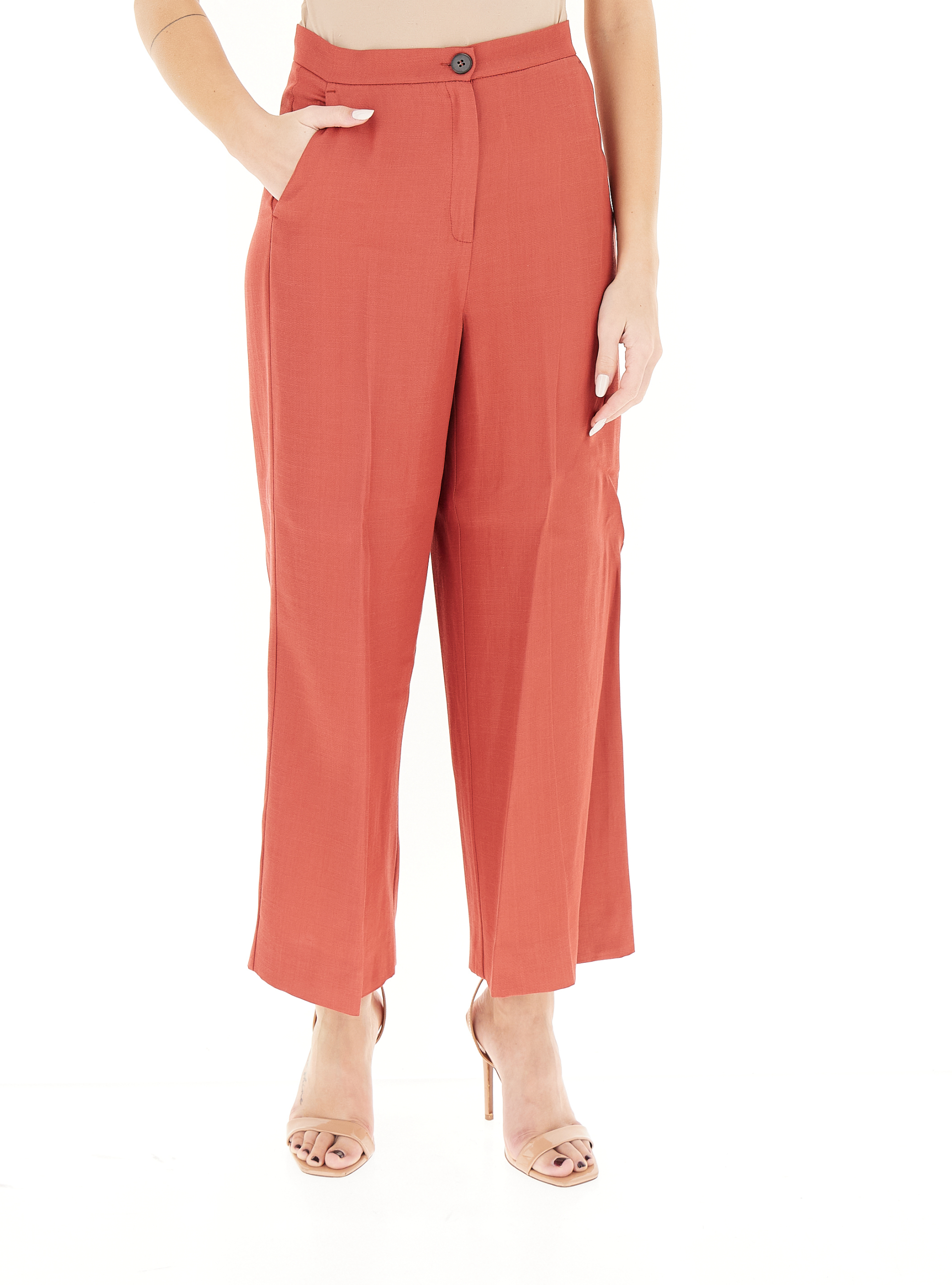 Pantalone misto lino MATTONE 40