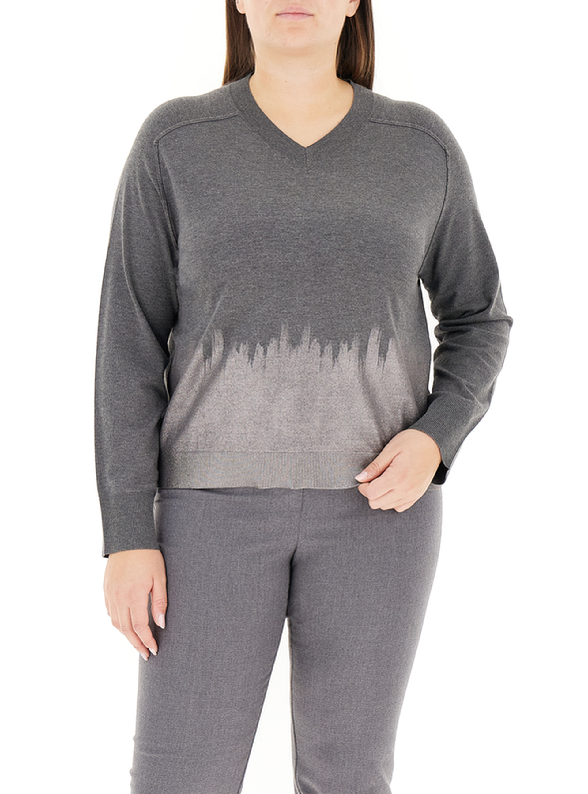 Maglione Scollo a V GRIGIO L