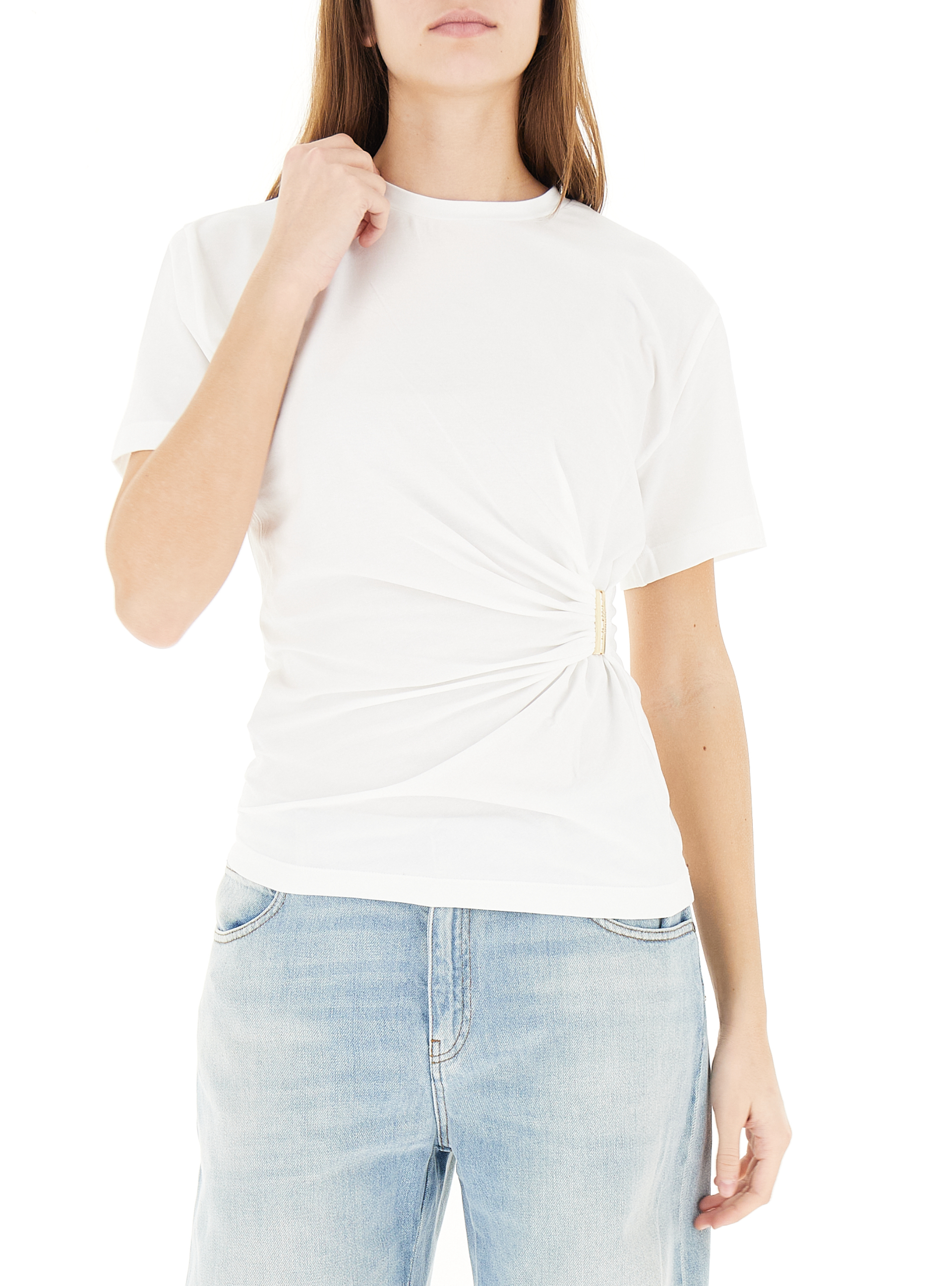 T-shirt con drappeggio BIANCO S