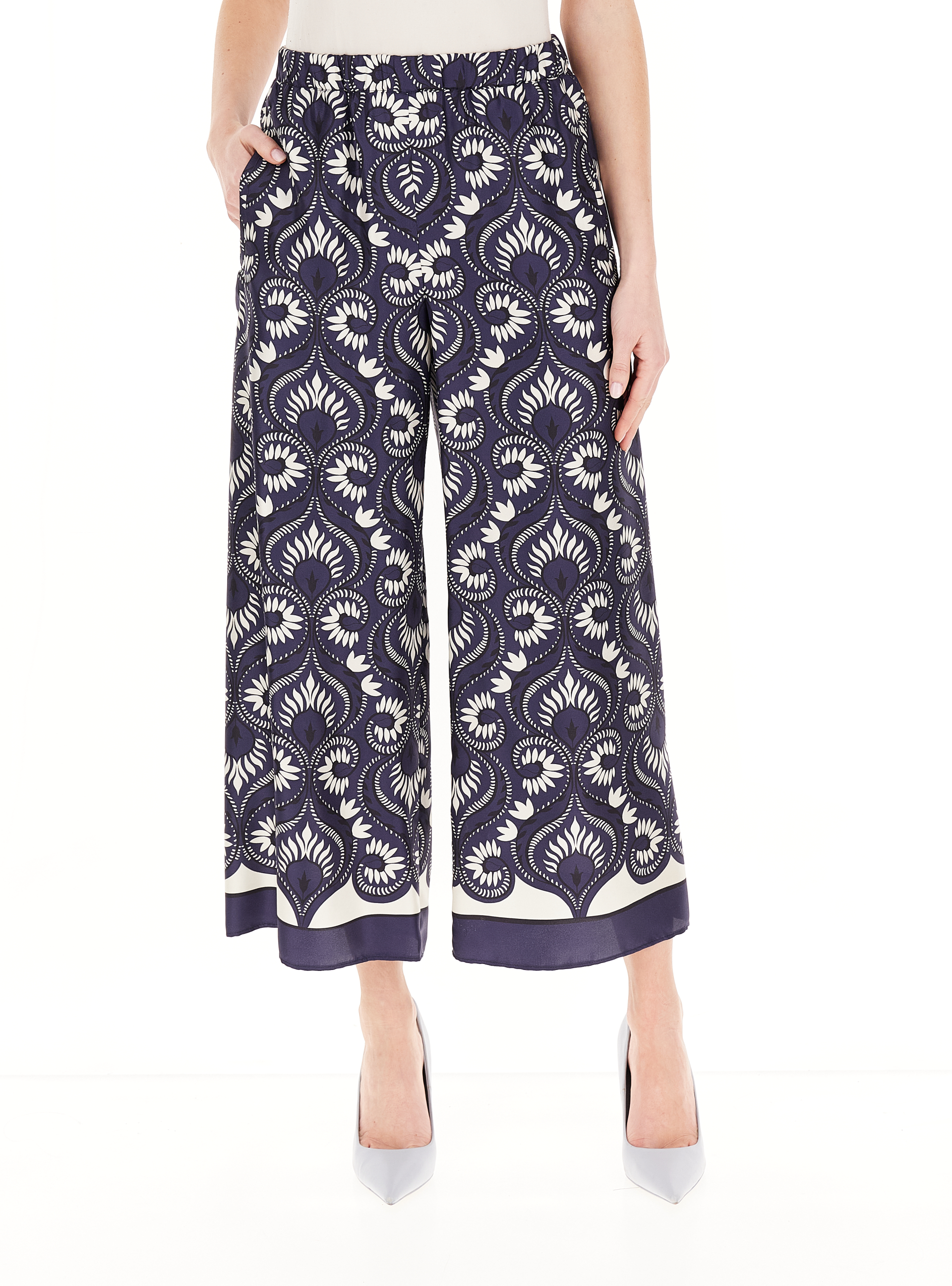 Pantalone in seta BLU NAVY 44