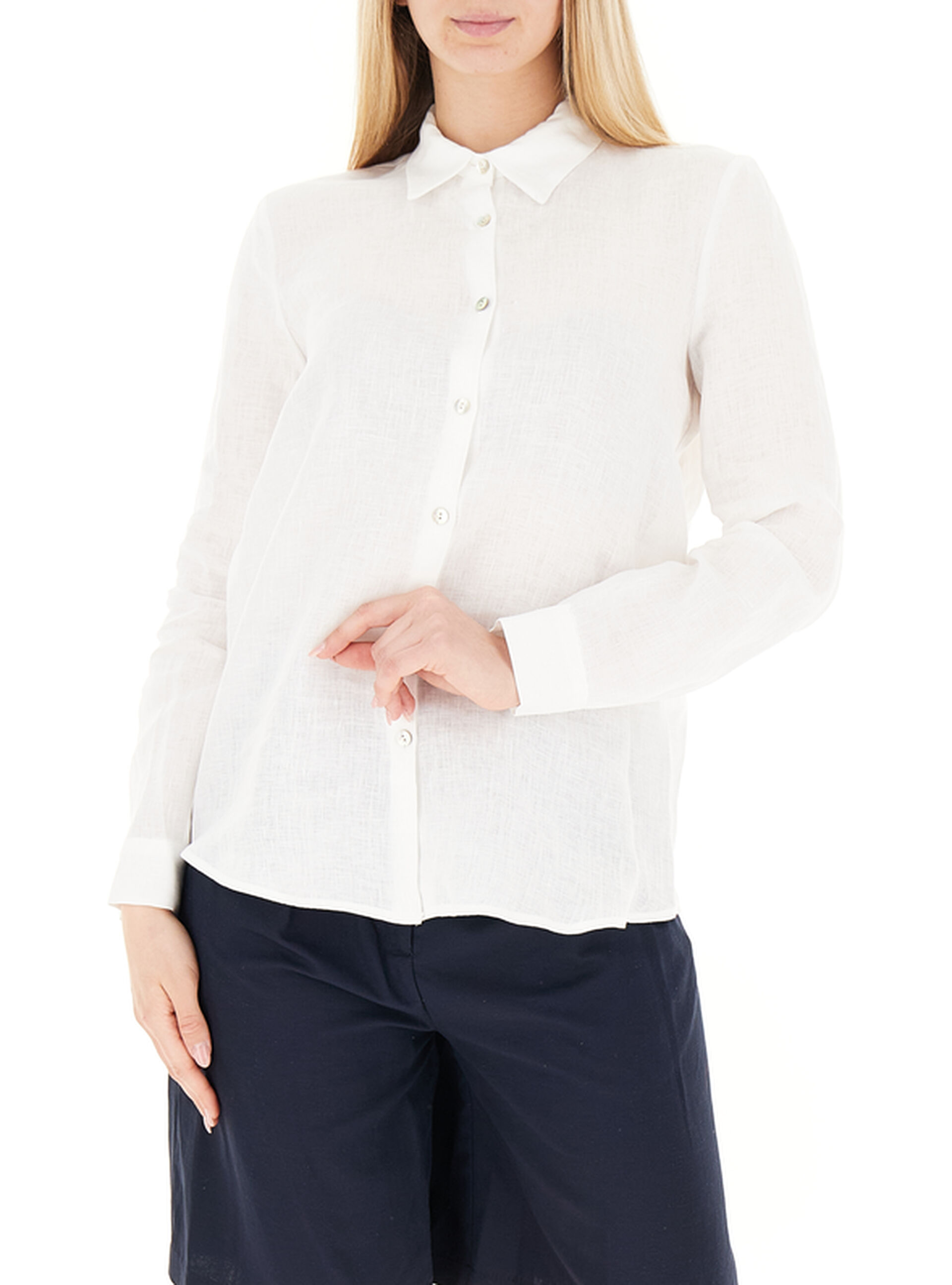 VICOLO Camicia in lino PANNA L