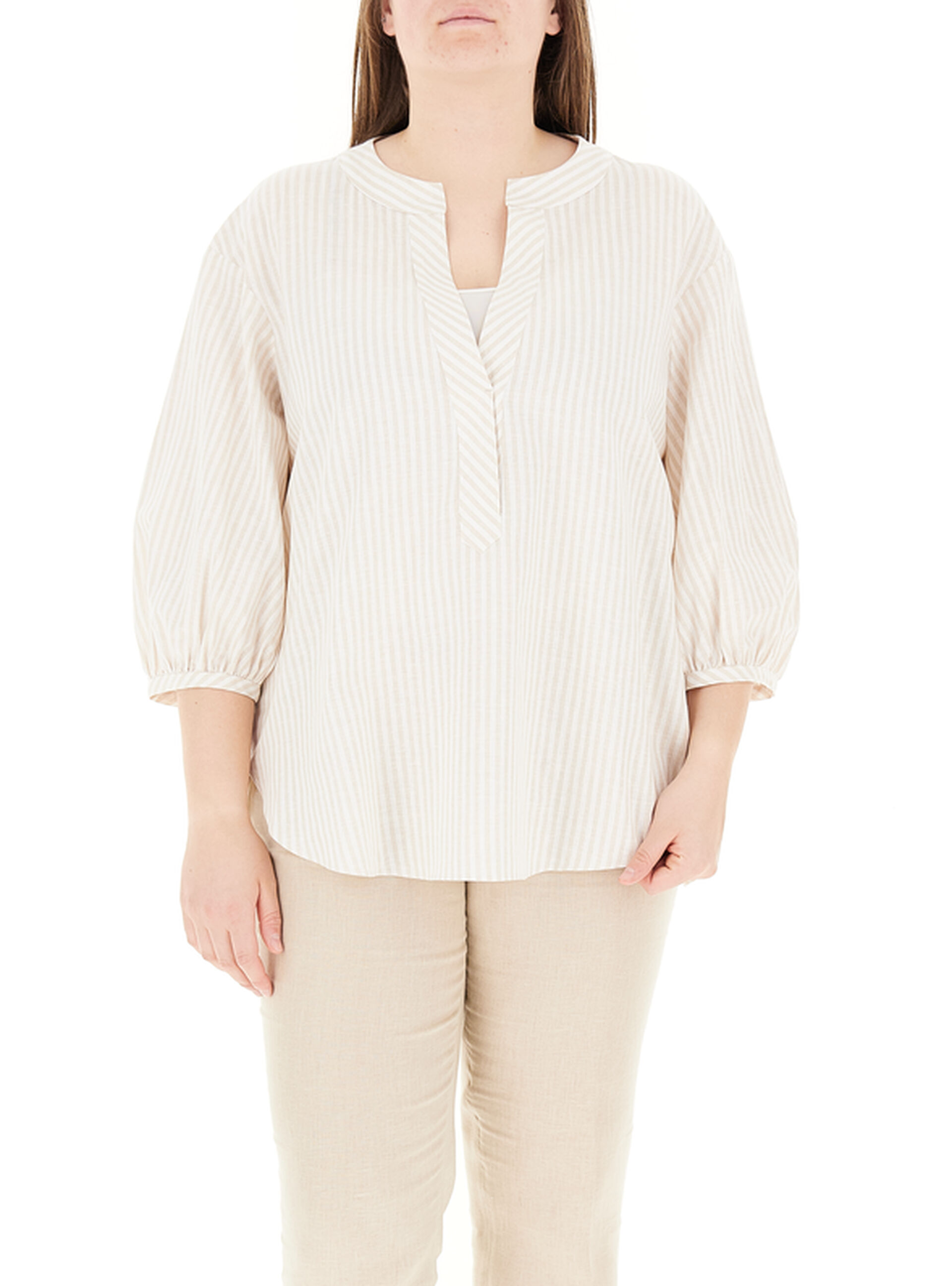 Blusa misto lino BEIGE 19