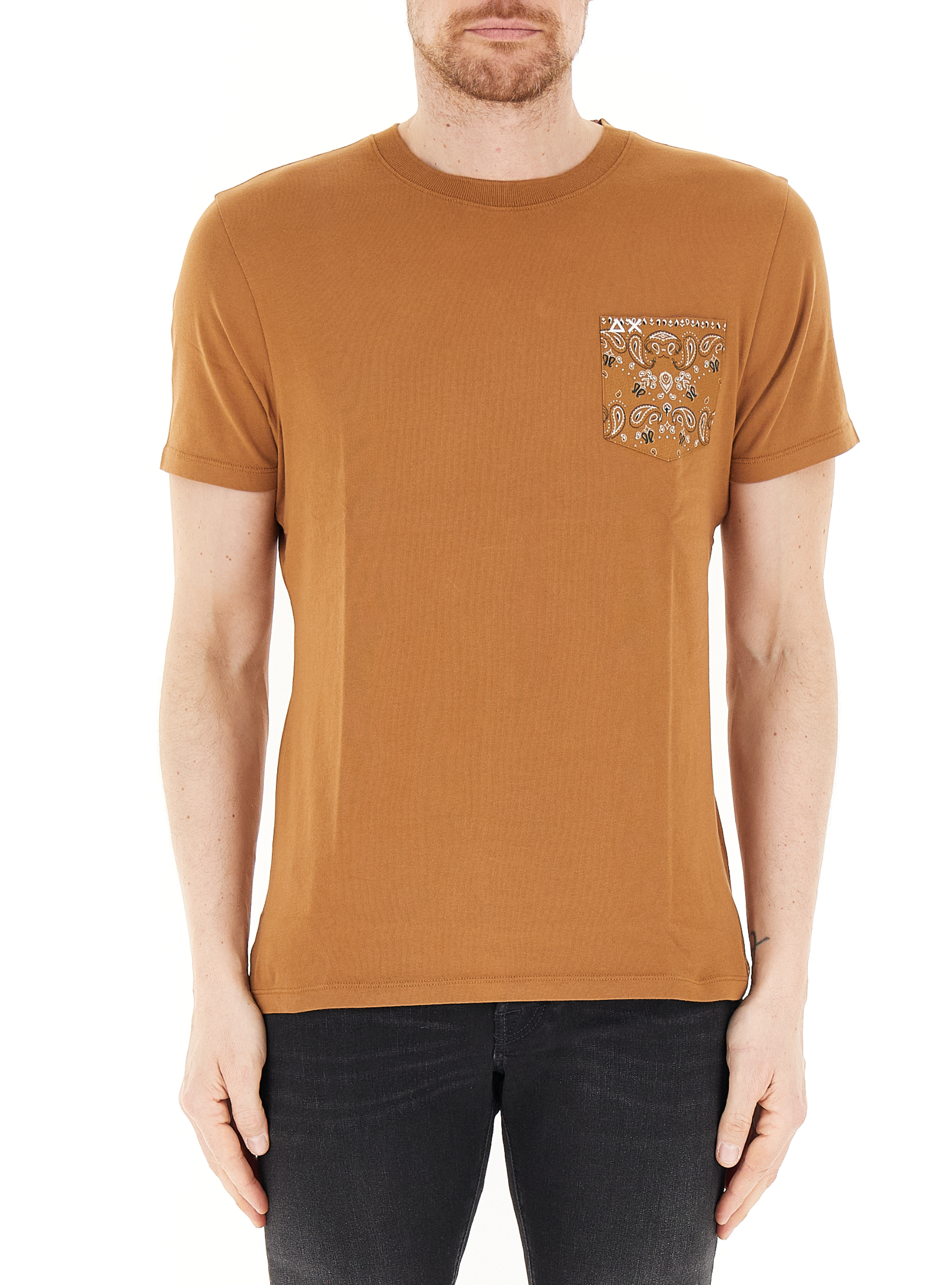SUN68 T-shirt con tasca COGNAC