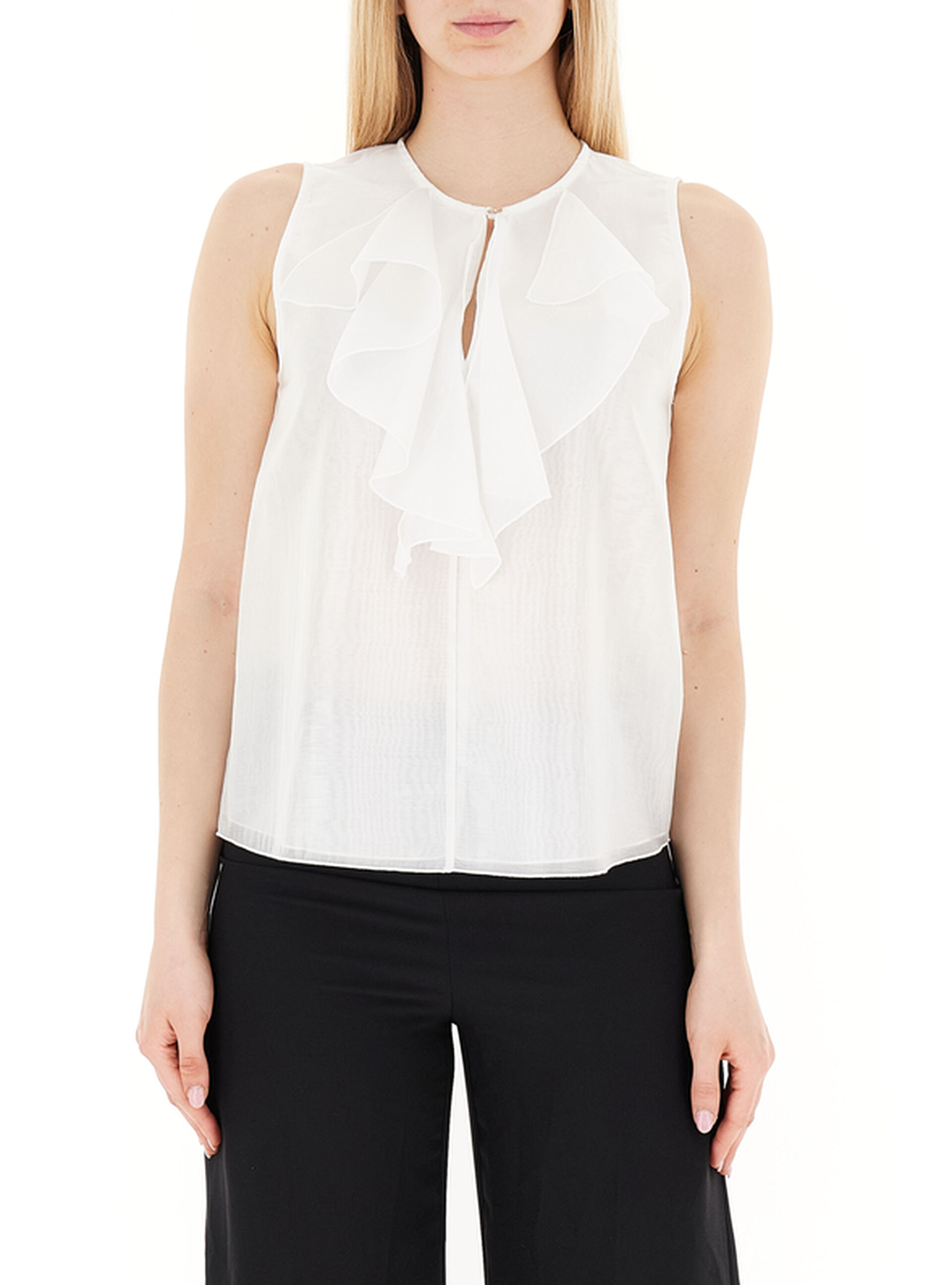 Blusa con volants BIANCO
