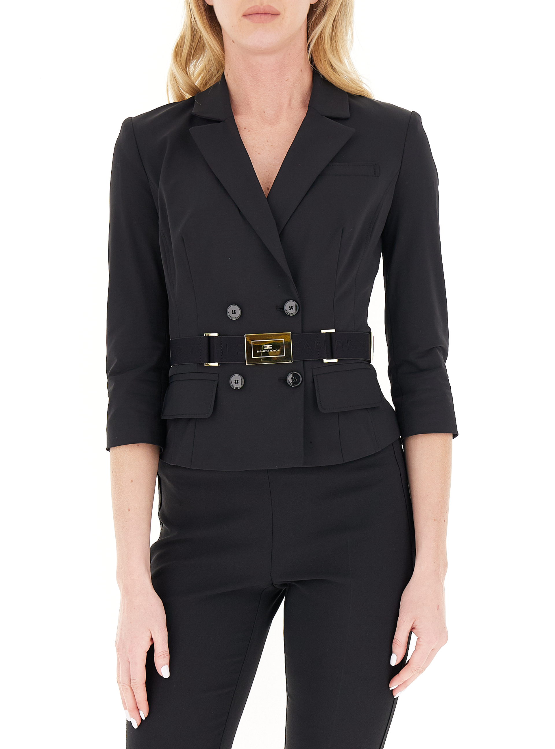 Blazer con cintura NERO