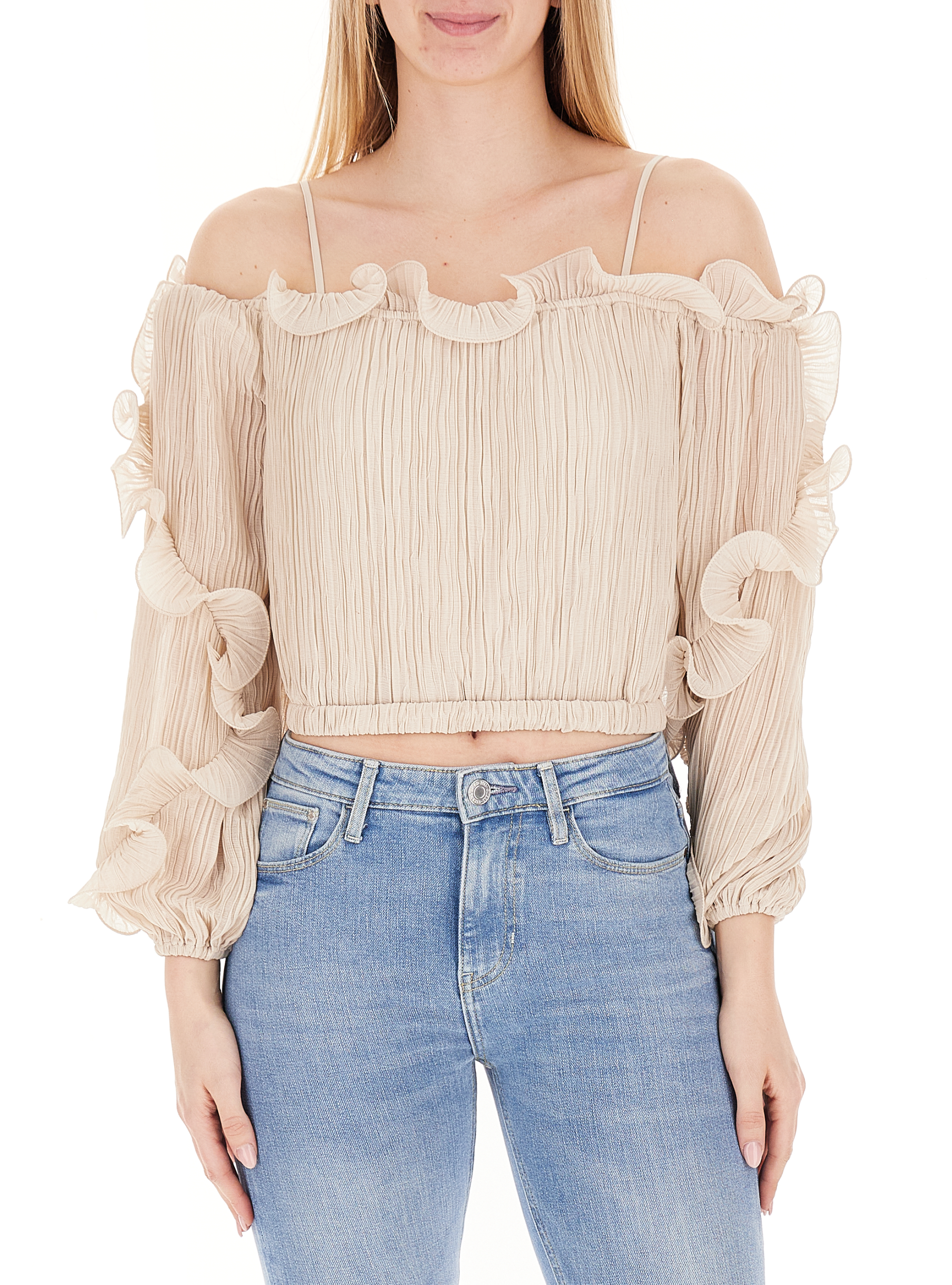 Guess Blusa scollo bardot BEIGE