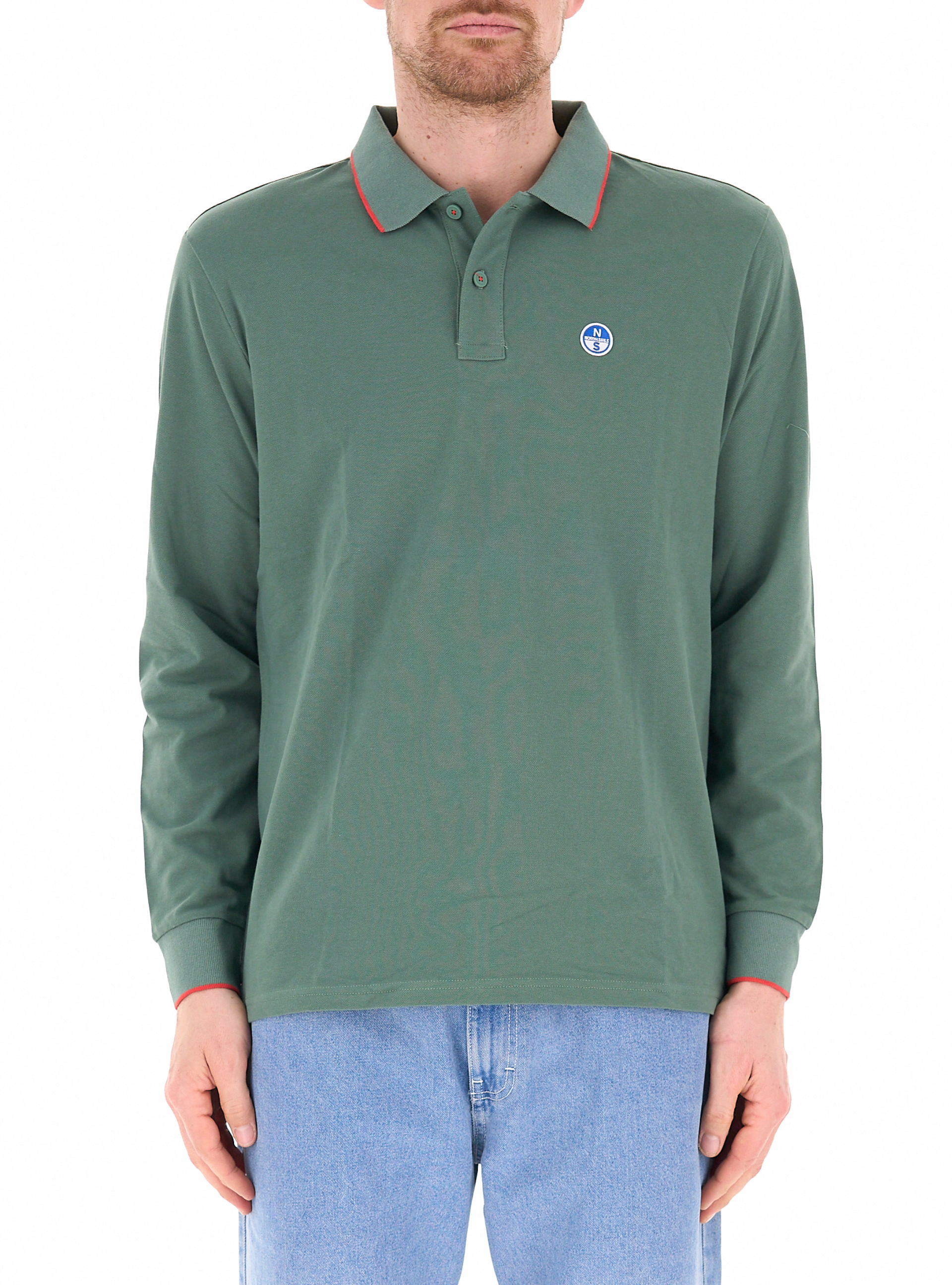 Polo maniche lunghe VERDE MILITARE