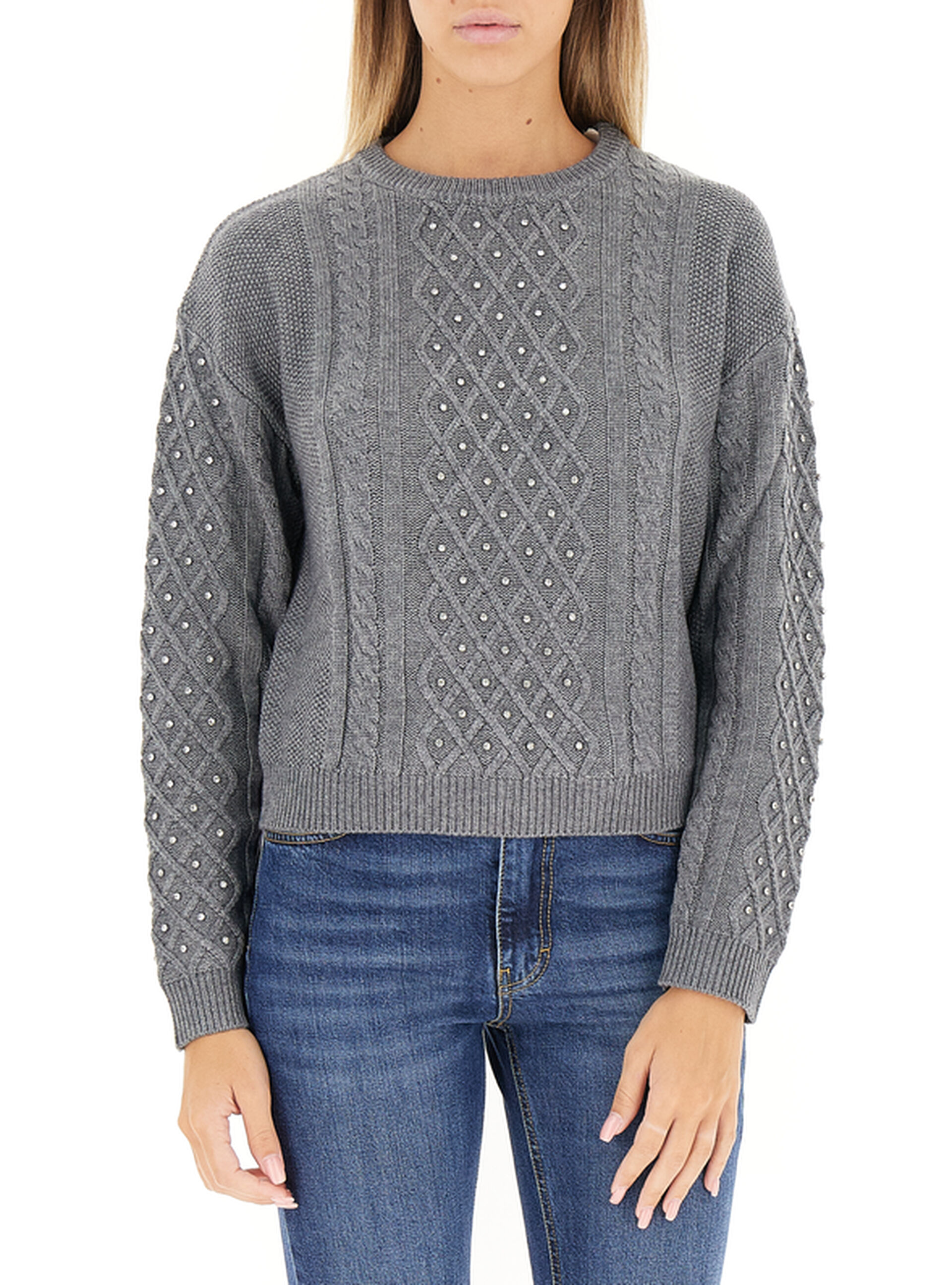 KOCCA Maglione con strass GRIGIO