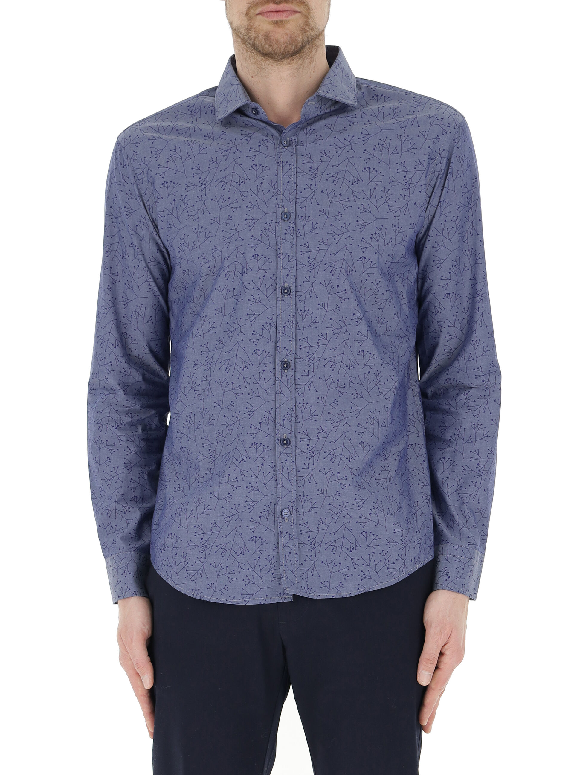 QB24 Camicia maniche lunghe BLU