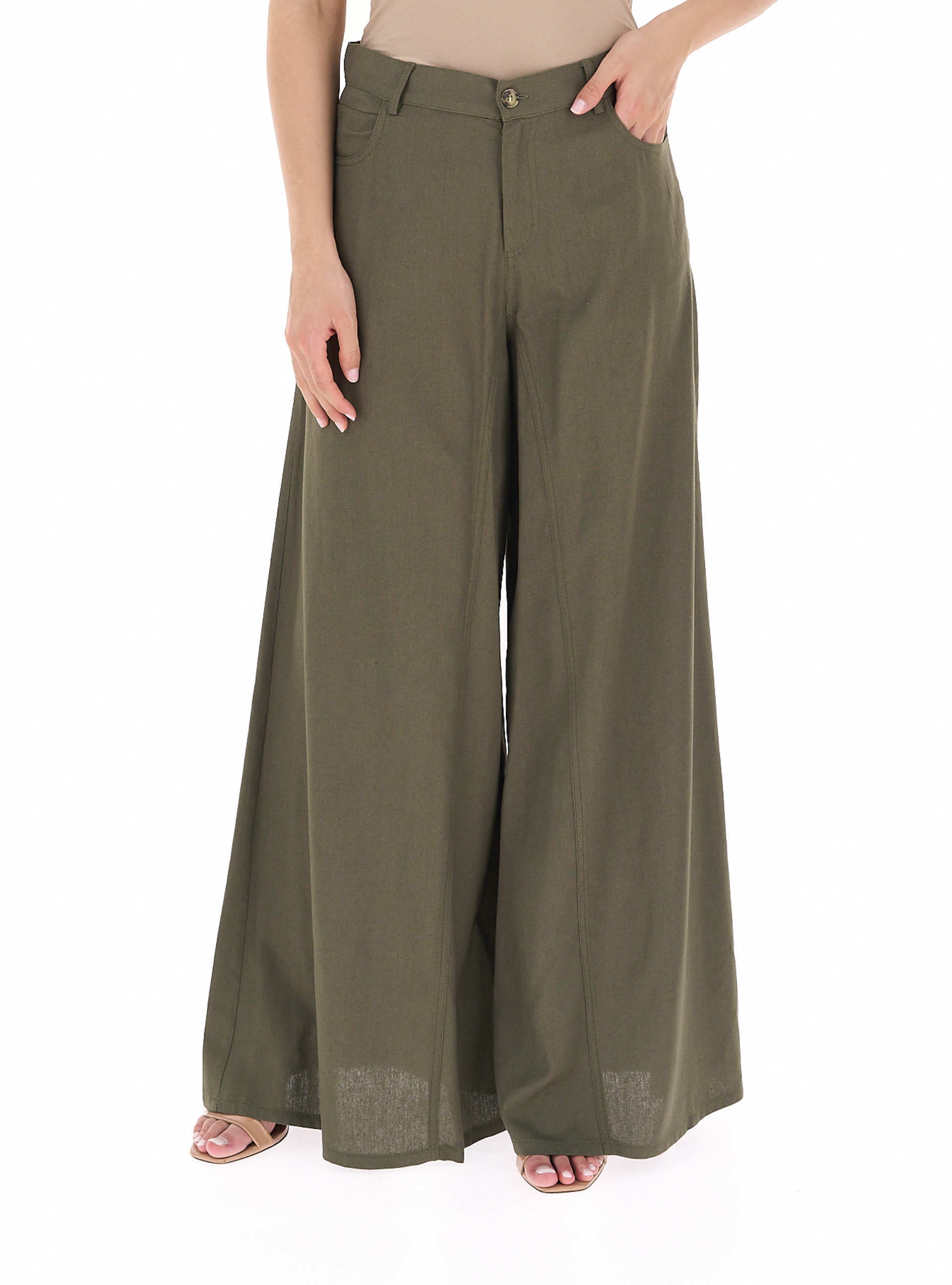 Pantalone wide leg VERDE OLIVA 40