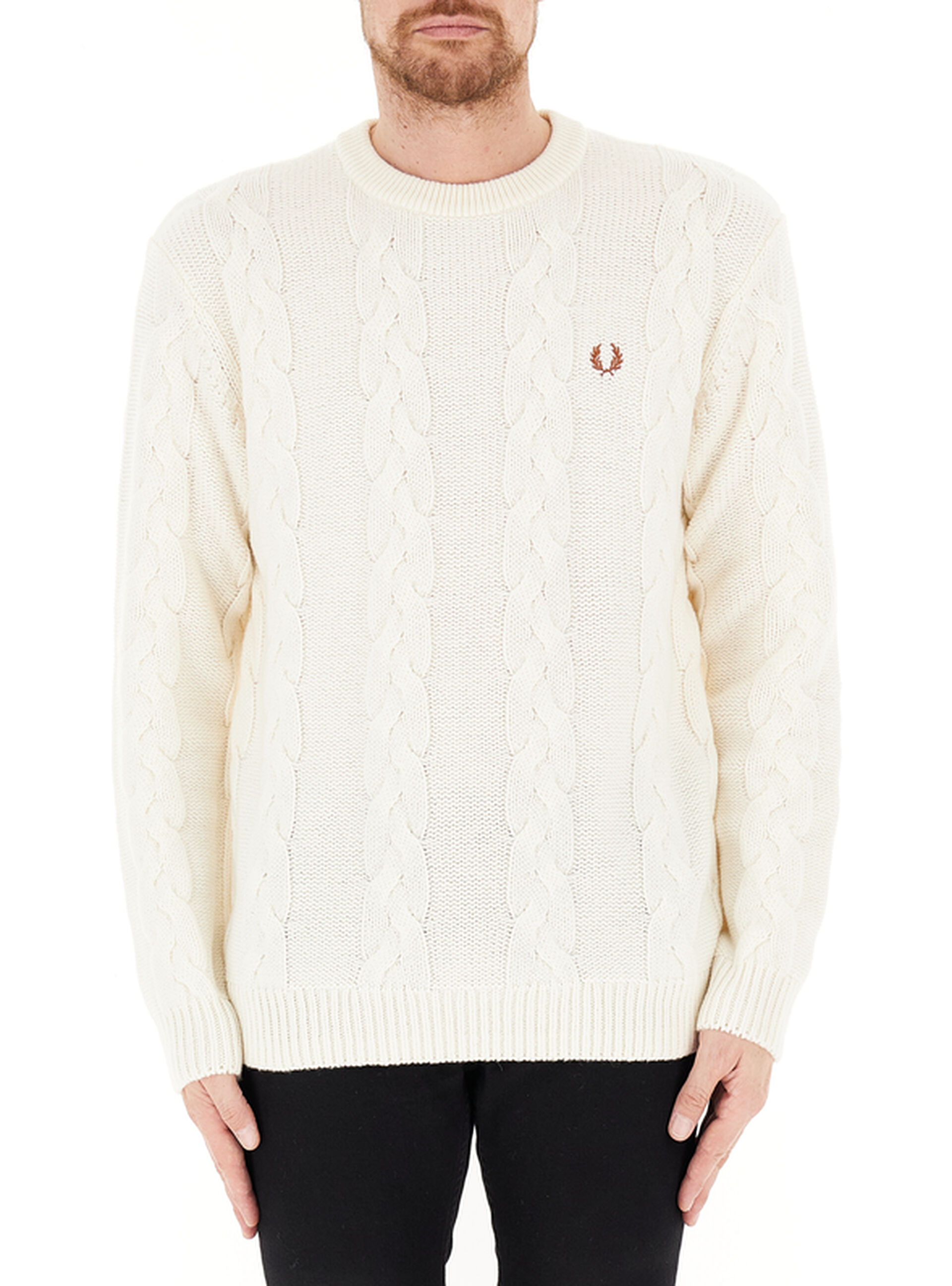 Maglione trecce girocollo BURRO
