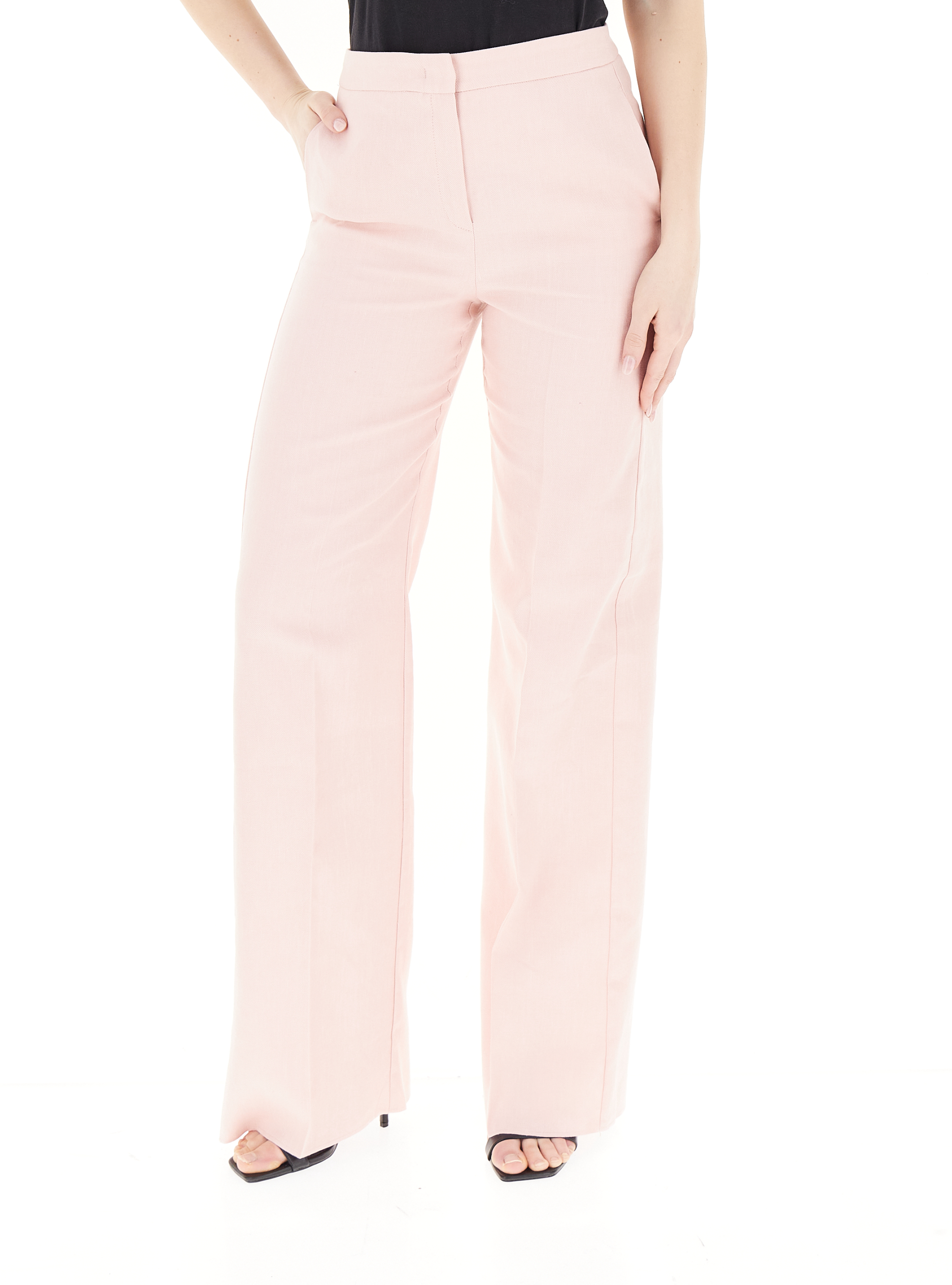 Pantalone misto lino ROSA CHIARO 44
