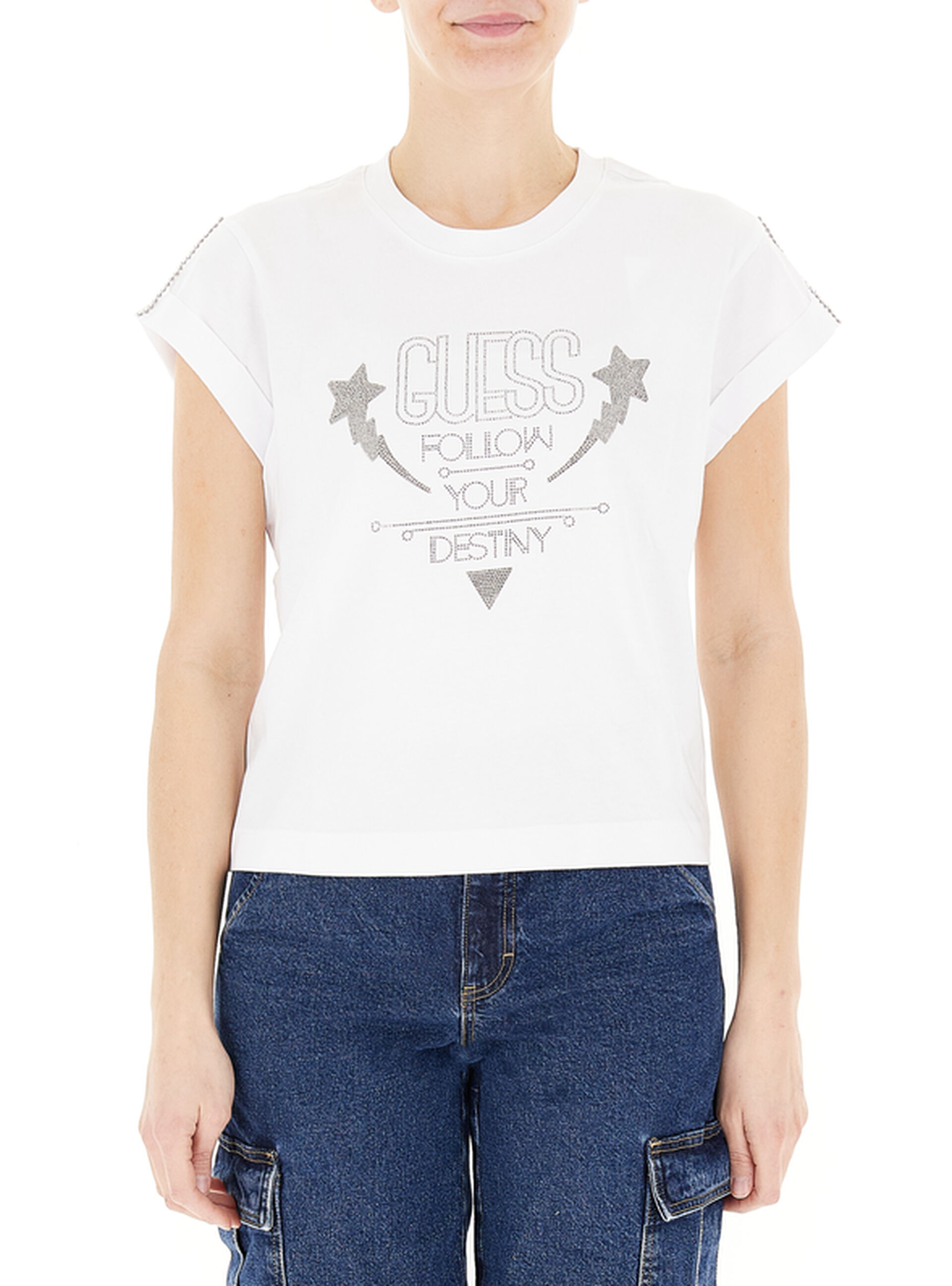 Guess T-shirt girocollo PANNA