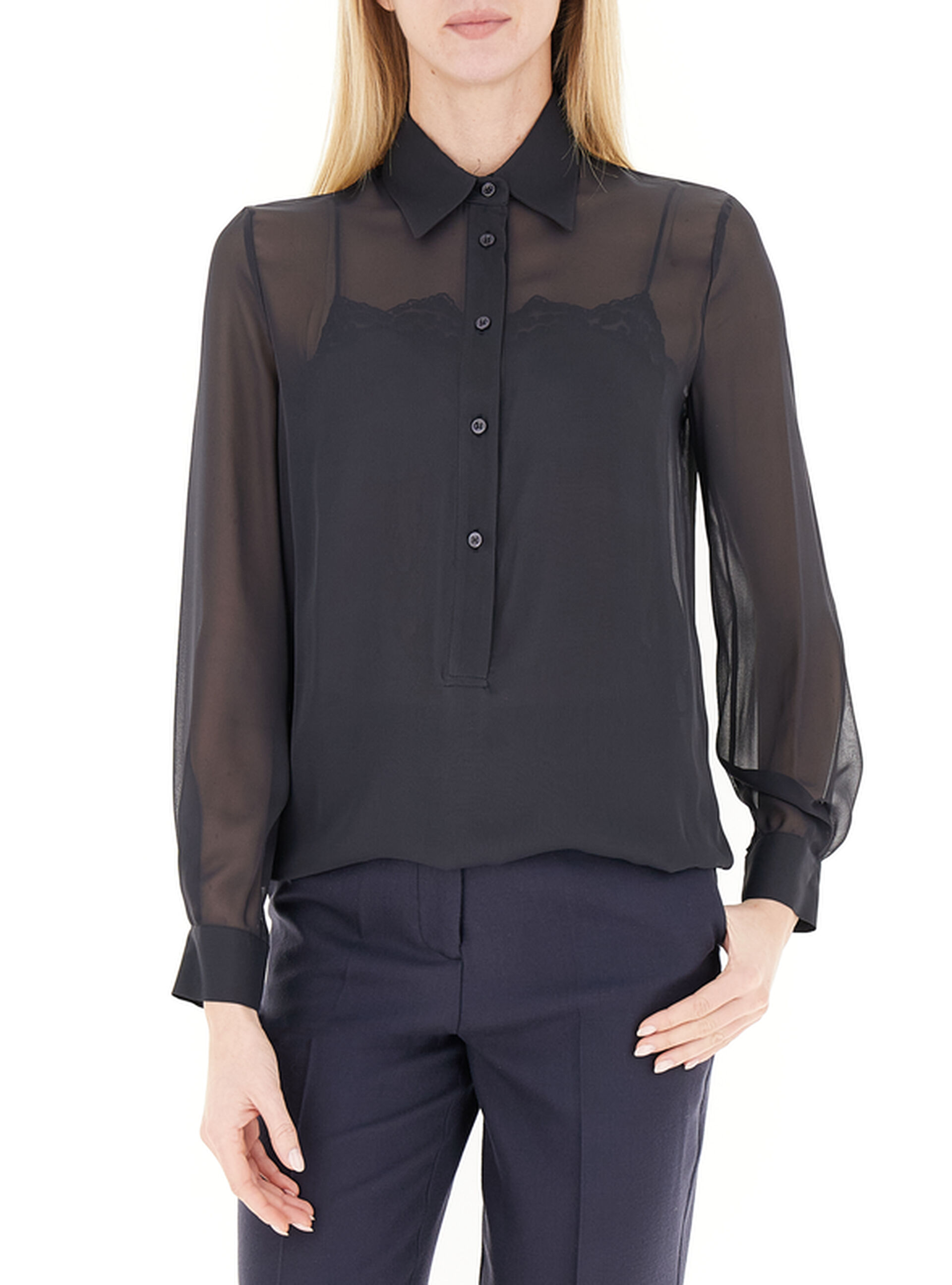 Blusa misto seta BLU NOTTE