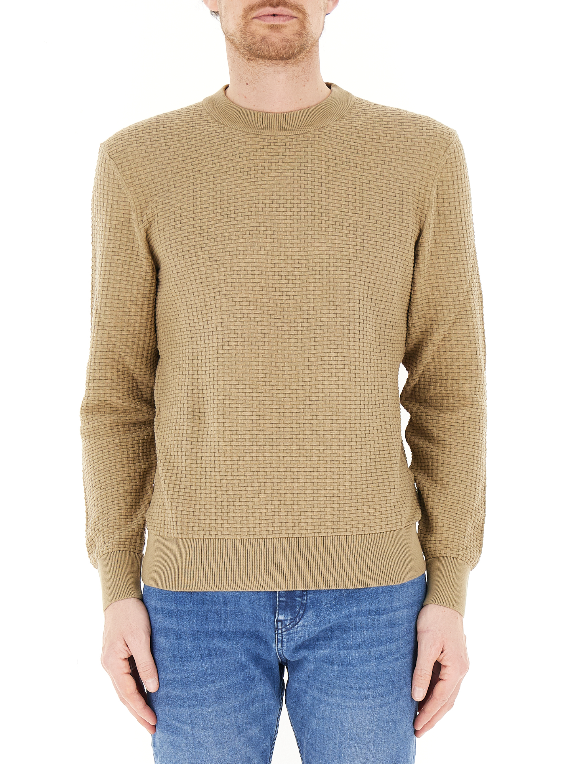 Maglione in cotone BOSS CAMMELLO