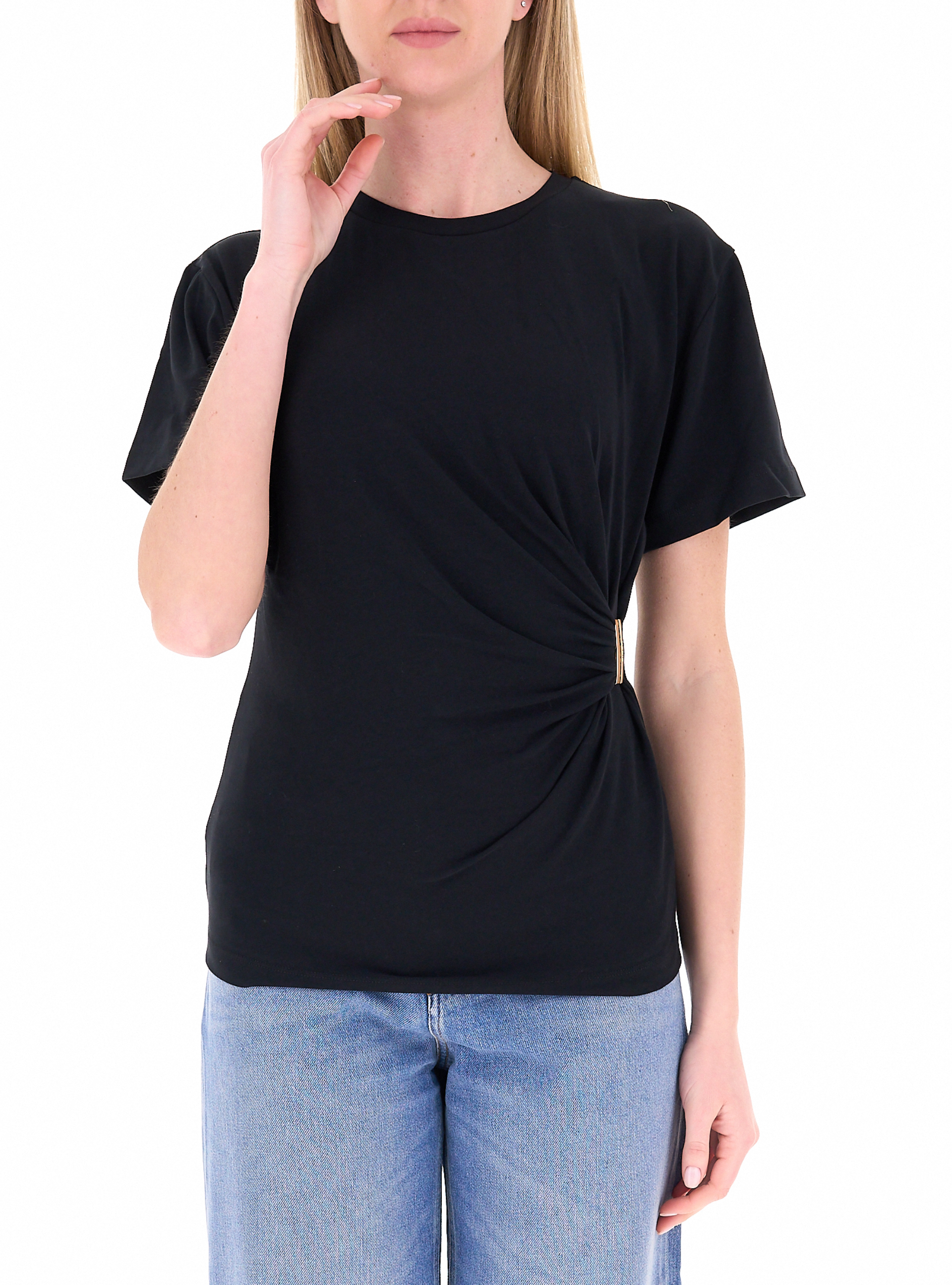 Pinko T-shirt con drappeggio NERO