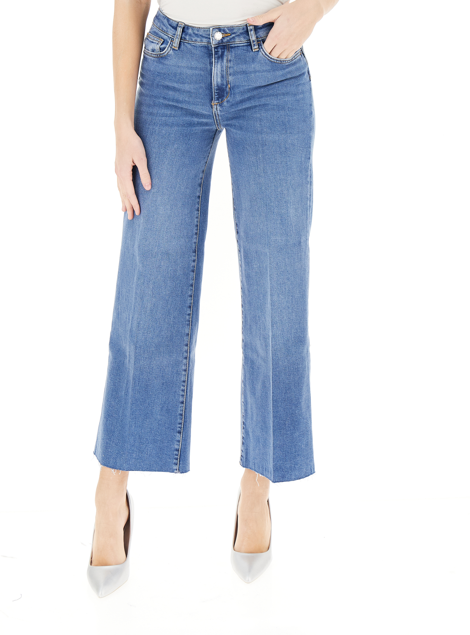 Jeans bottom up flare BLU CHIARO