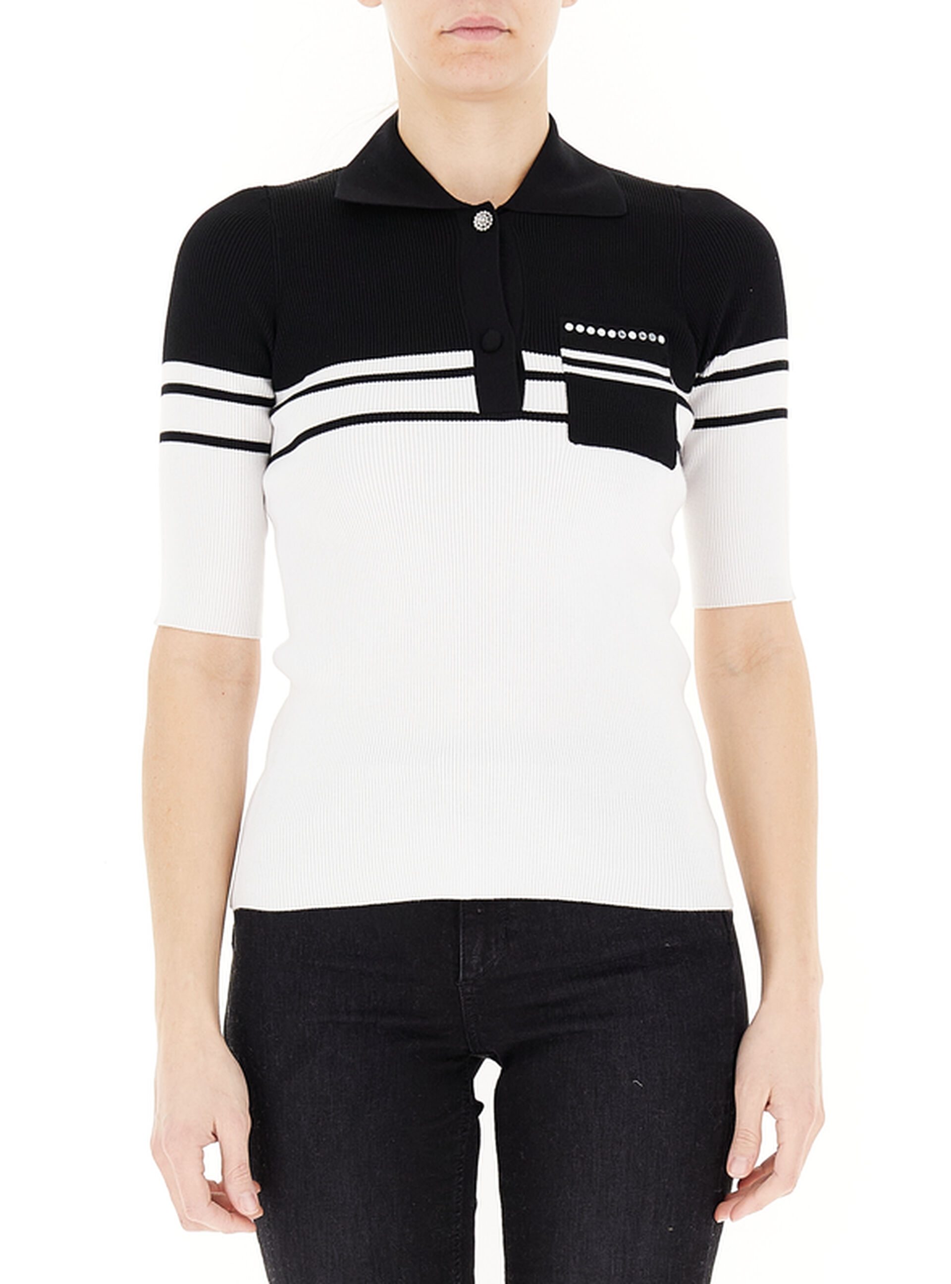 LIU JO Polo a righe LIU JEANS NERO
