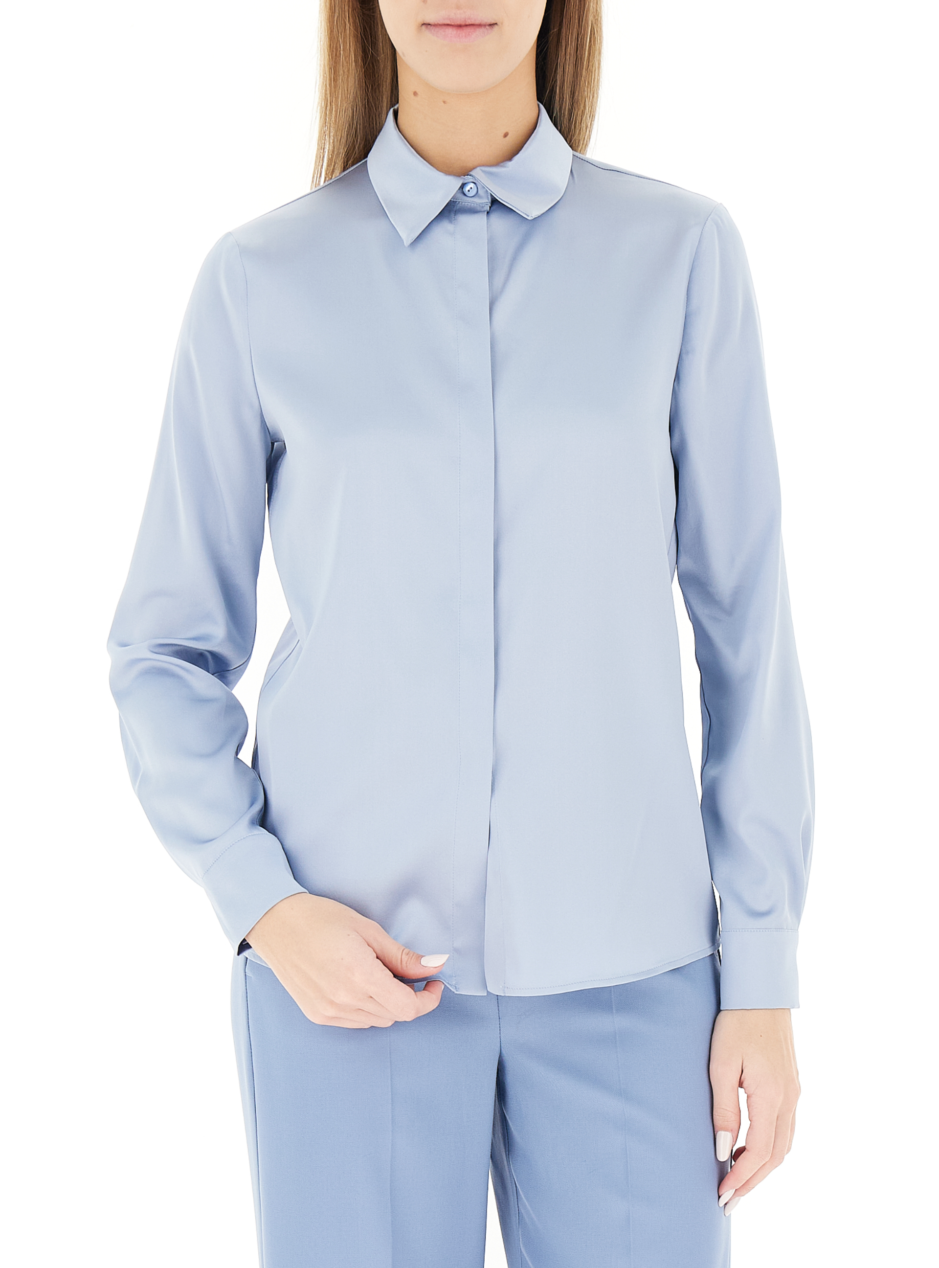 Camicia in satin AZZURRO POLVERE 42